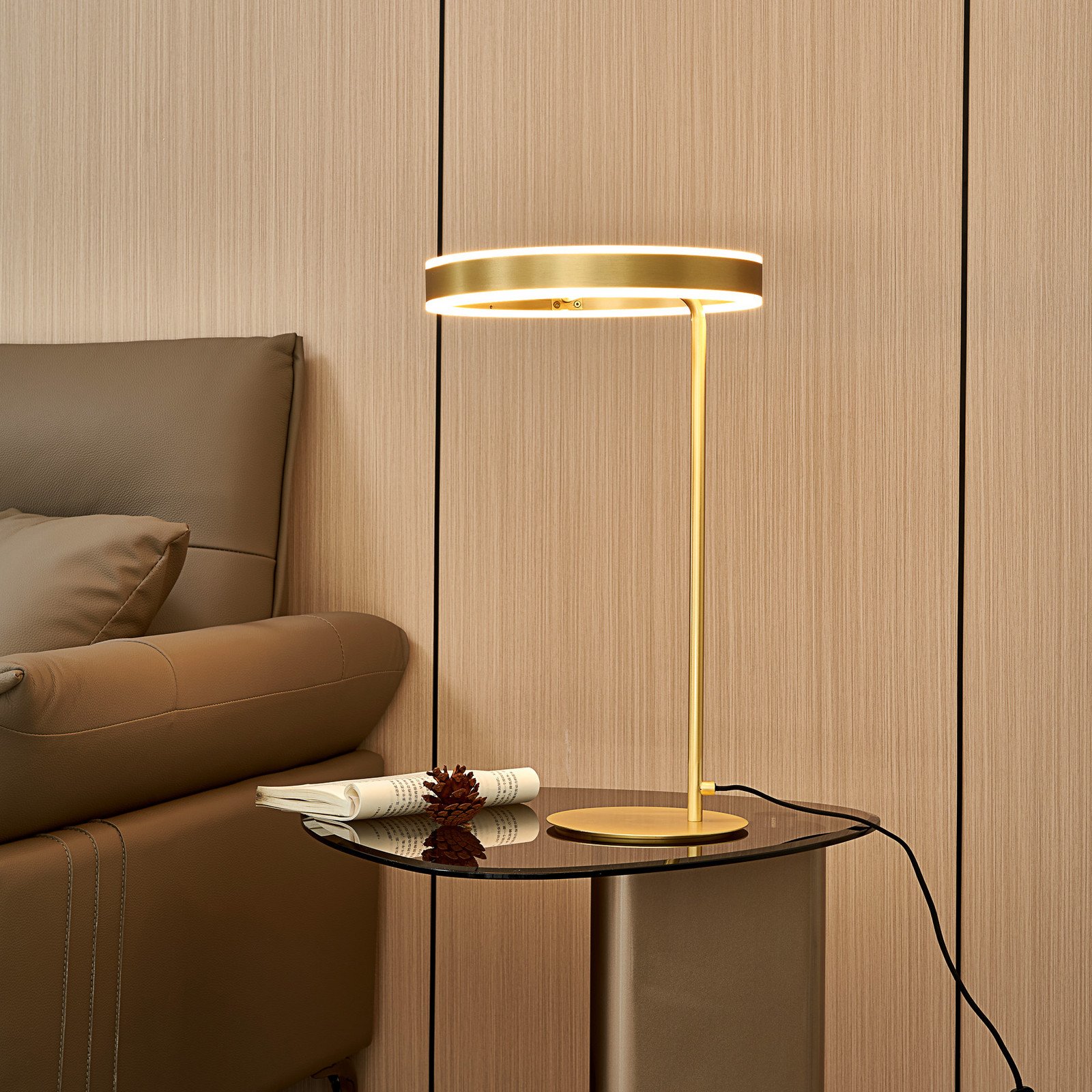 Lucande LED lampă de masă Yekta culoare alamă 59 cm dimabil - Camera de zi / sufragerie - Design - Metal