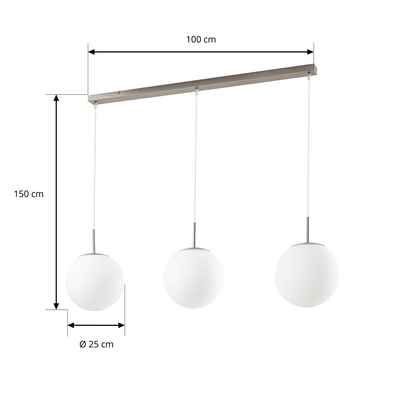 Żyrandol Lindby Marike, 3-punktowy, długość 120 cm, biała/niklowa