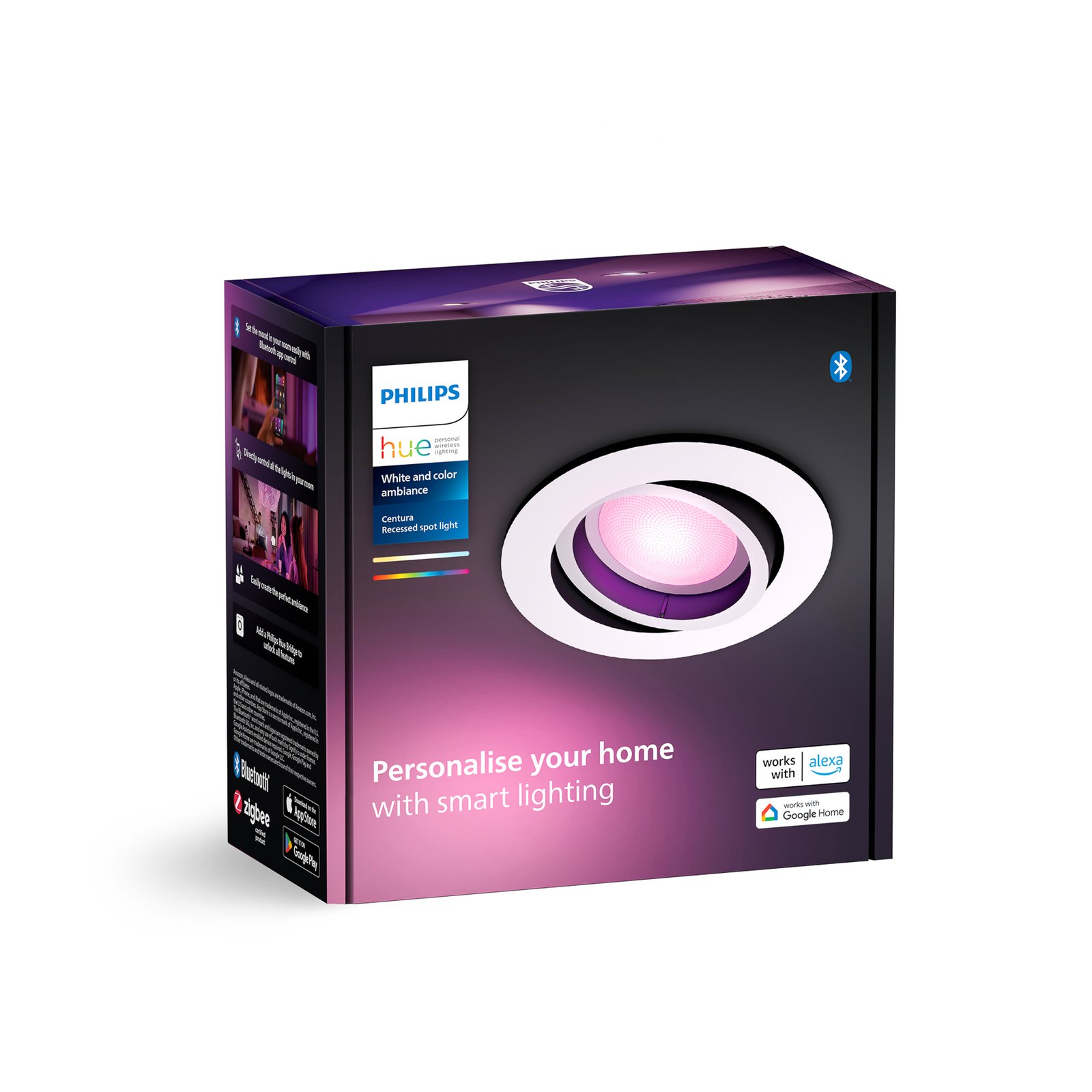 Philips Hue LED upotettava valonheitin Centura, valkoinen, Ø 9 cm, CCT, RGB