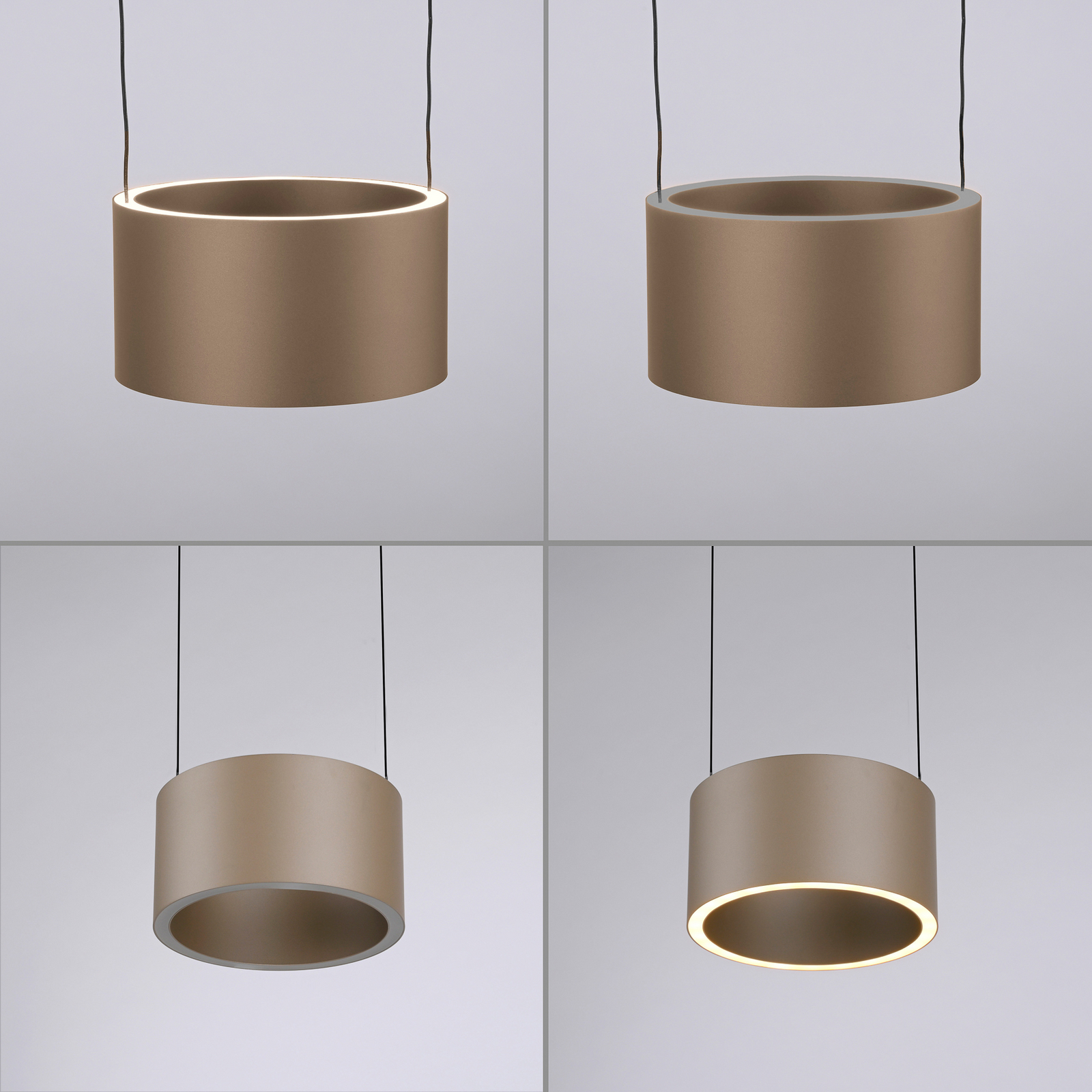 PURE LED-Pendellampe Clipse, bronzefarben Ø 20 cm CCT, 2-flg