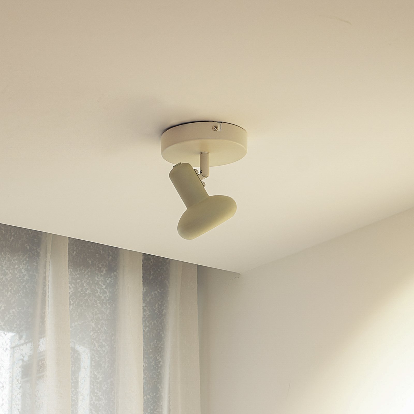 Lindby spot pour plafond Huby, à 1 lampe, crème/vert clair, fer