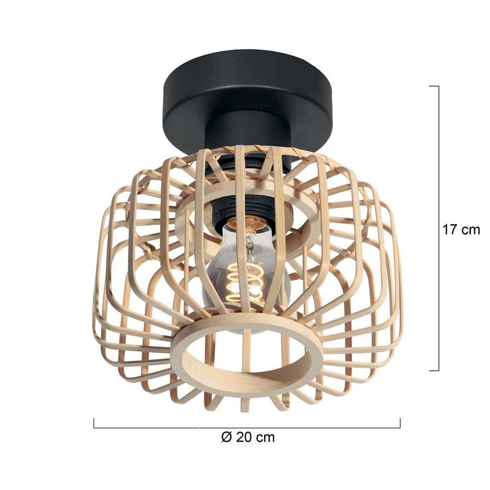 Deckenleuchte Bloeba, Ø 20 cm, Holz, natur, E27