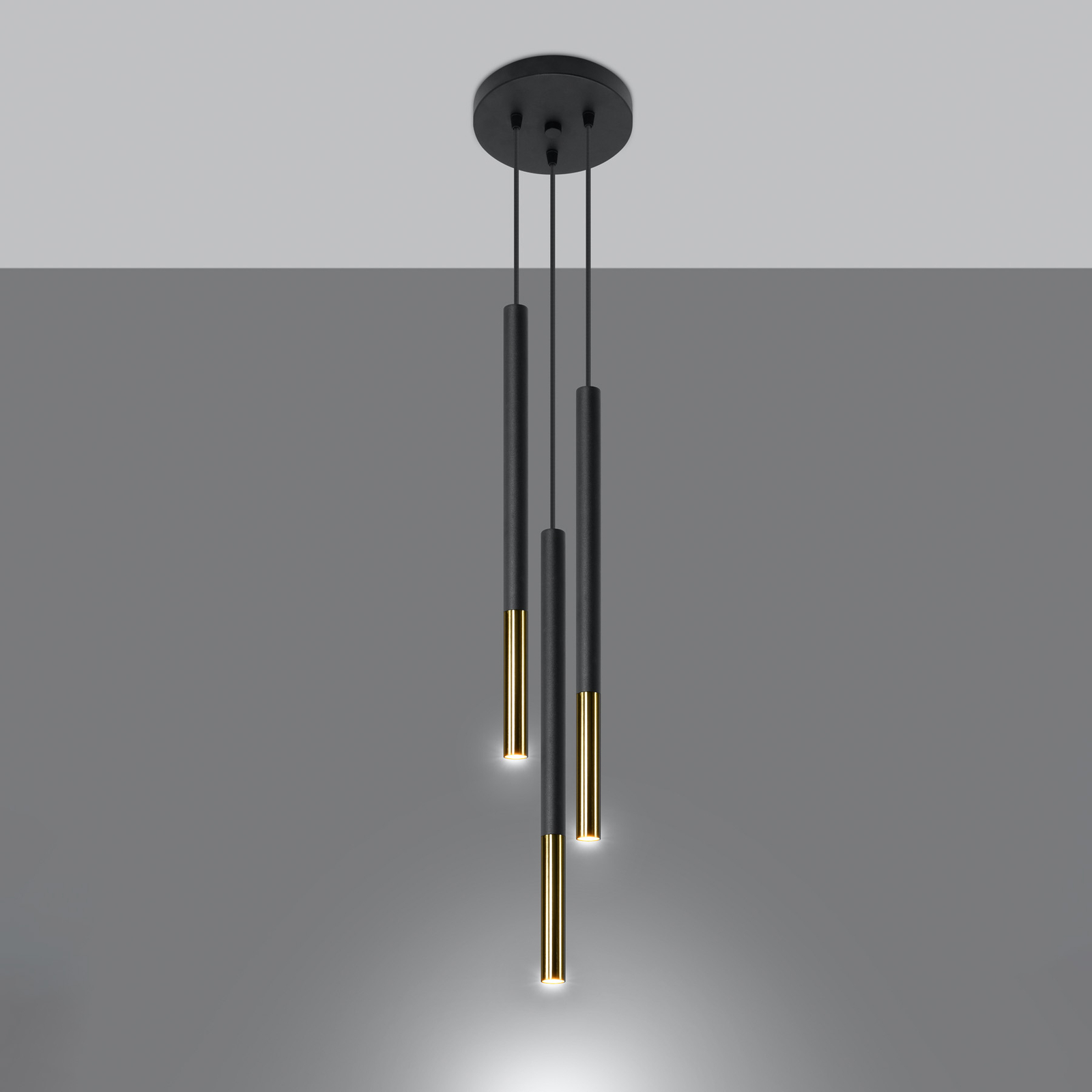 Euluna Thalassa hanger 3-lamps G9 zwart/goud rond