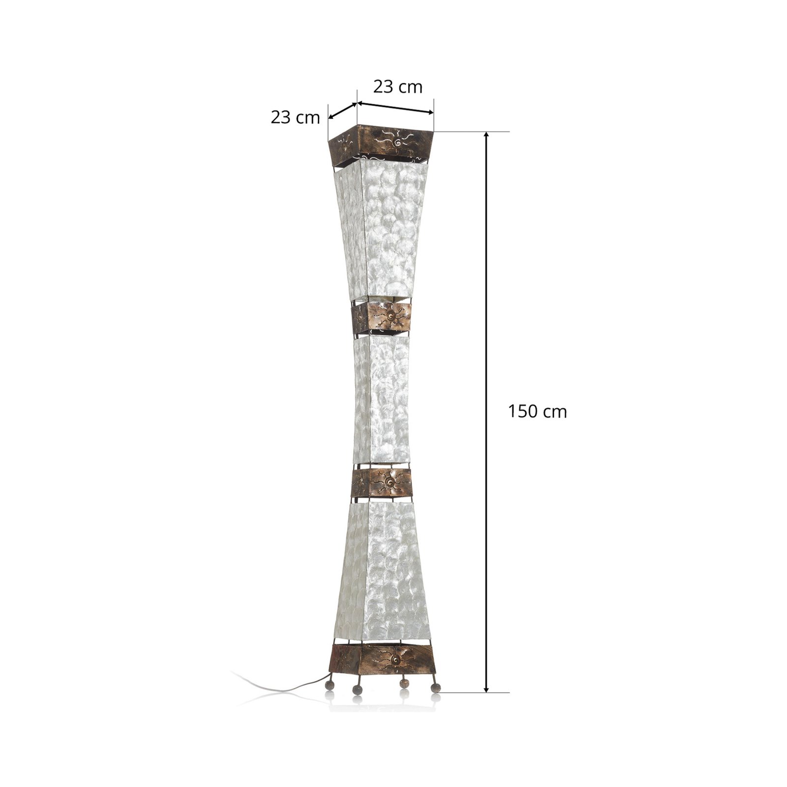 Paul Neuhaus põrandavalgusti Abuja, pärlmutter, 150cm, 3-valgusti, E27