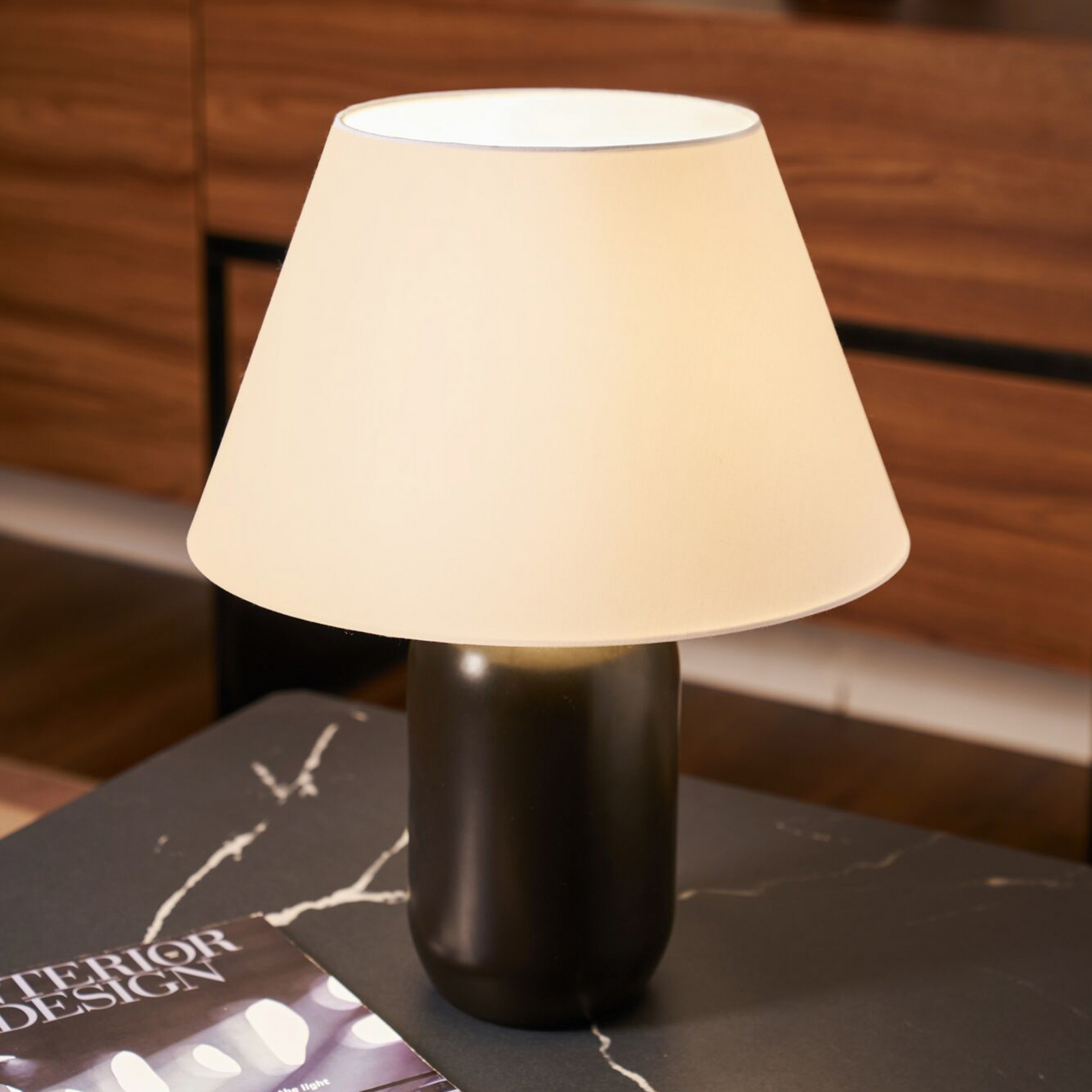 Pauleen-pöytävalaisin MYSTIC SHINE, valkoinen/musta, korkeus 45 cm