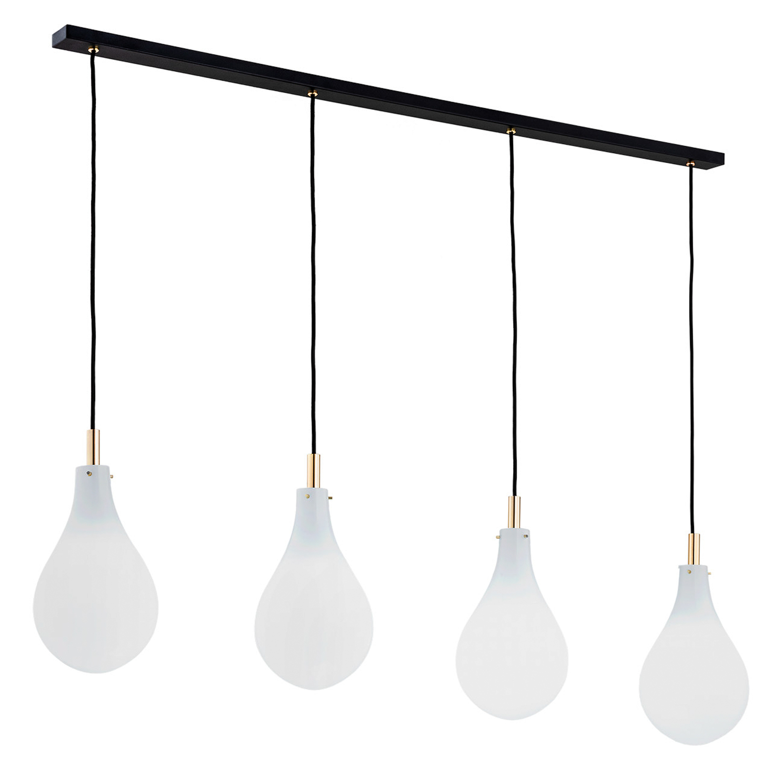 Suspension Oaza, 4 lampes blanc translucide/laiton