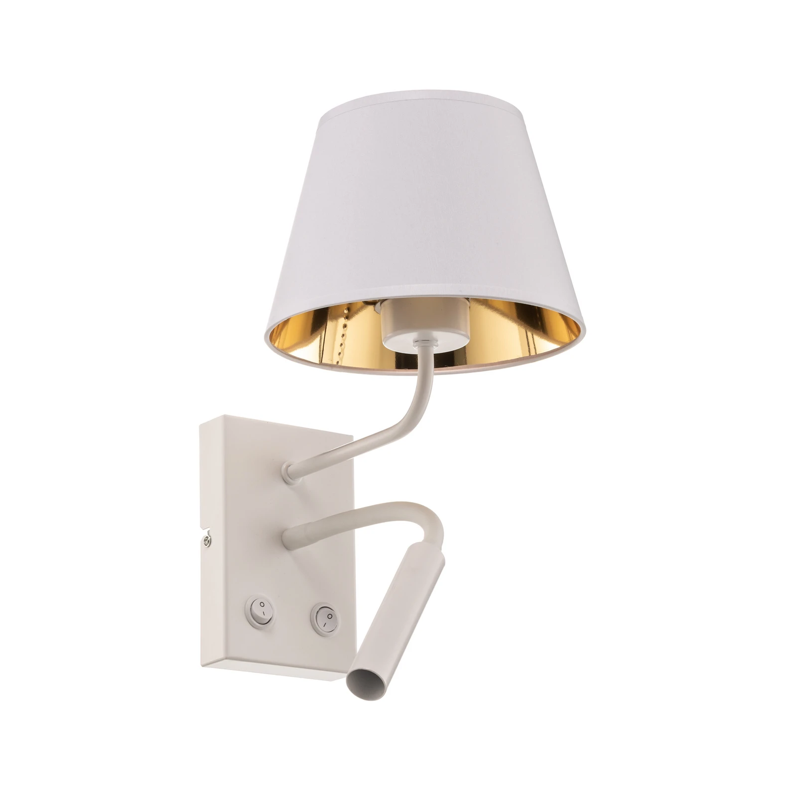 Nástěnné světlo Soho, kuželové, lampa na čtení bílá/zlatá