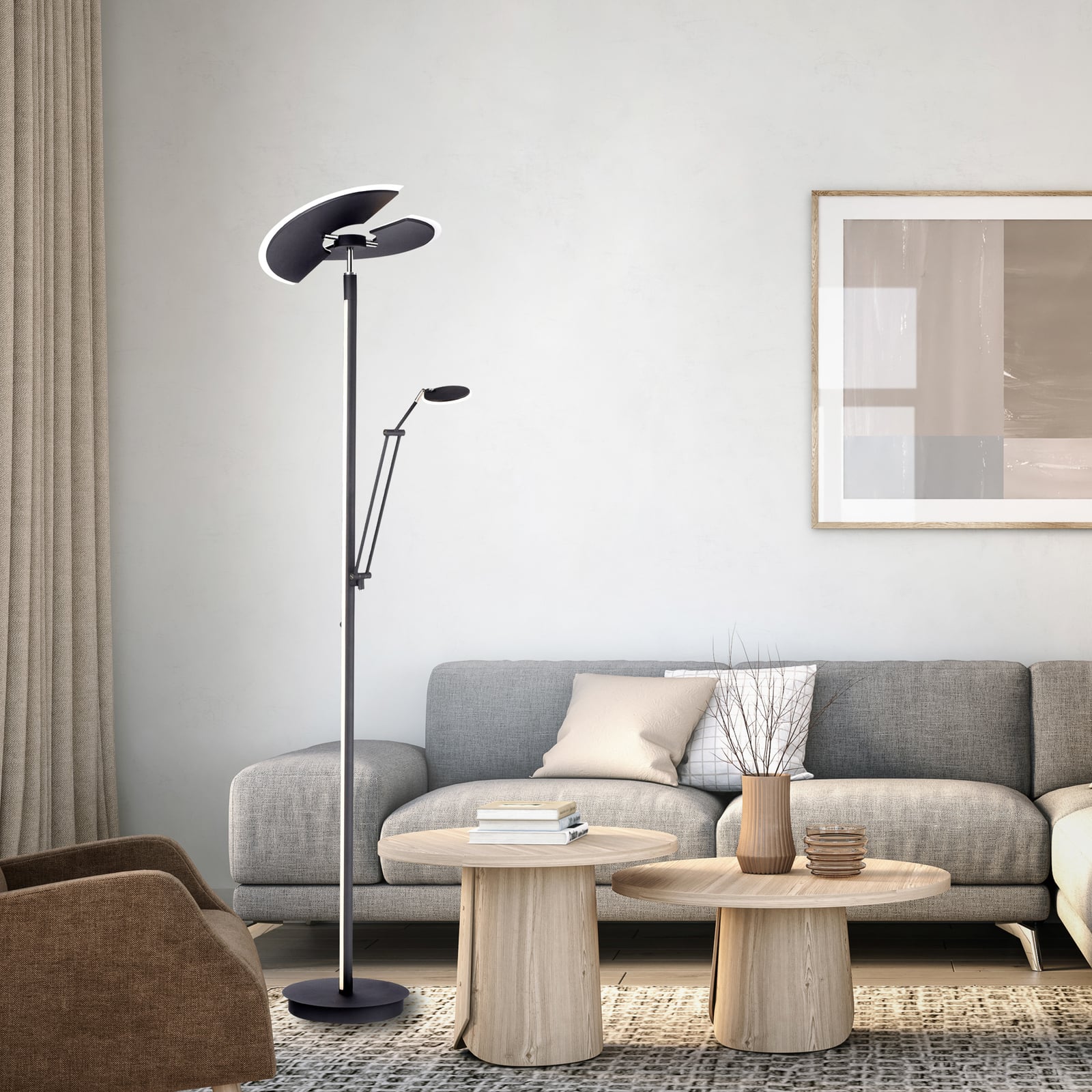 Mutil LED-Stehleuchte, graphite, Leselampe, CCT - PURE Mutil LED-Stehleuchte, graphite, Leselampe, CCT - PURE