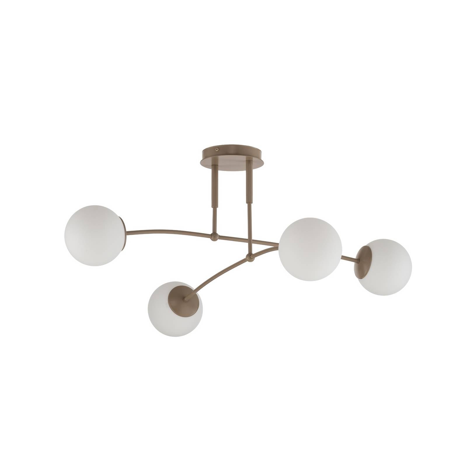 Deckenleuchte Pregos, beige, Ø 60 cm, 4-flg., Metall/Glas