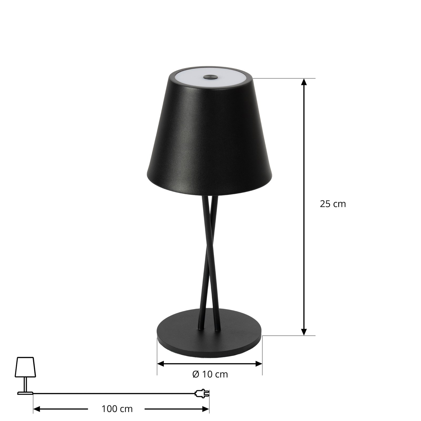 Janea Cross Portable Table Lamp Dim. IP54 Black - Lindby