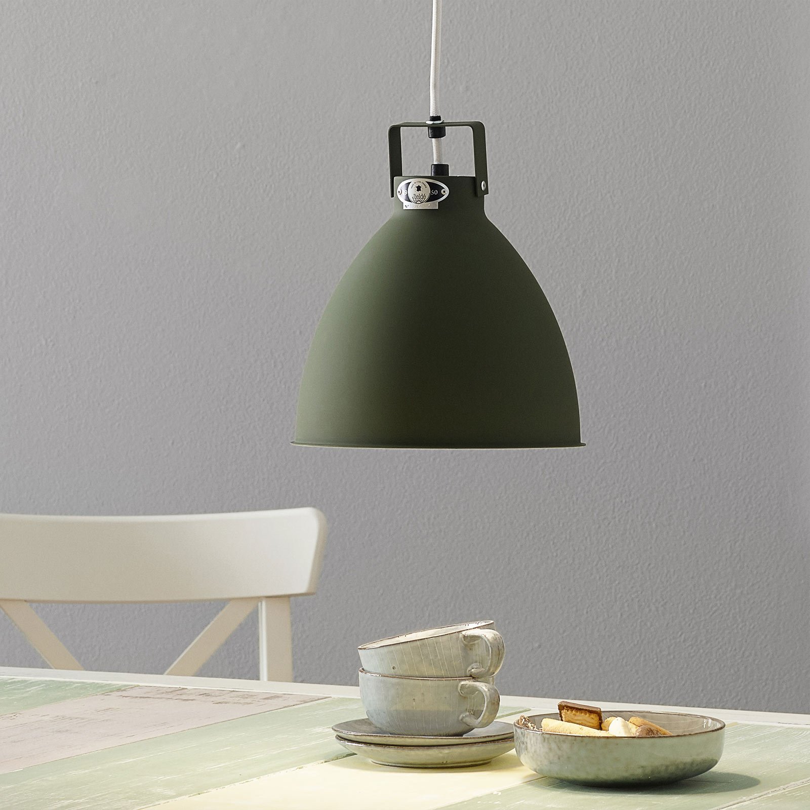 JIELDÉ Jieldé Augustin A240 hanging light matt green, for Living / Dining Room, aluminium, E27, 75 W, energy efficiency: A++, H: 26.5 cm
