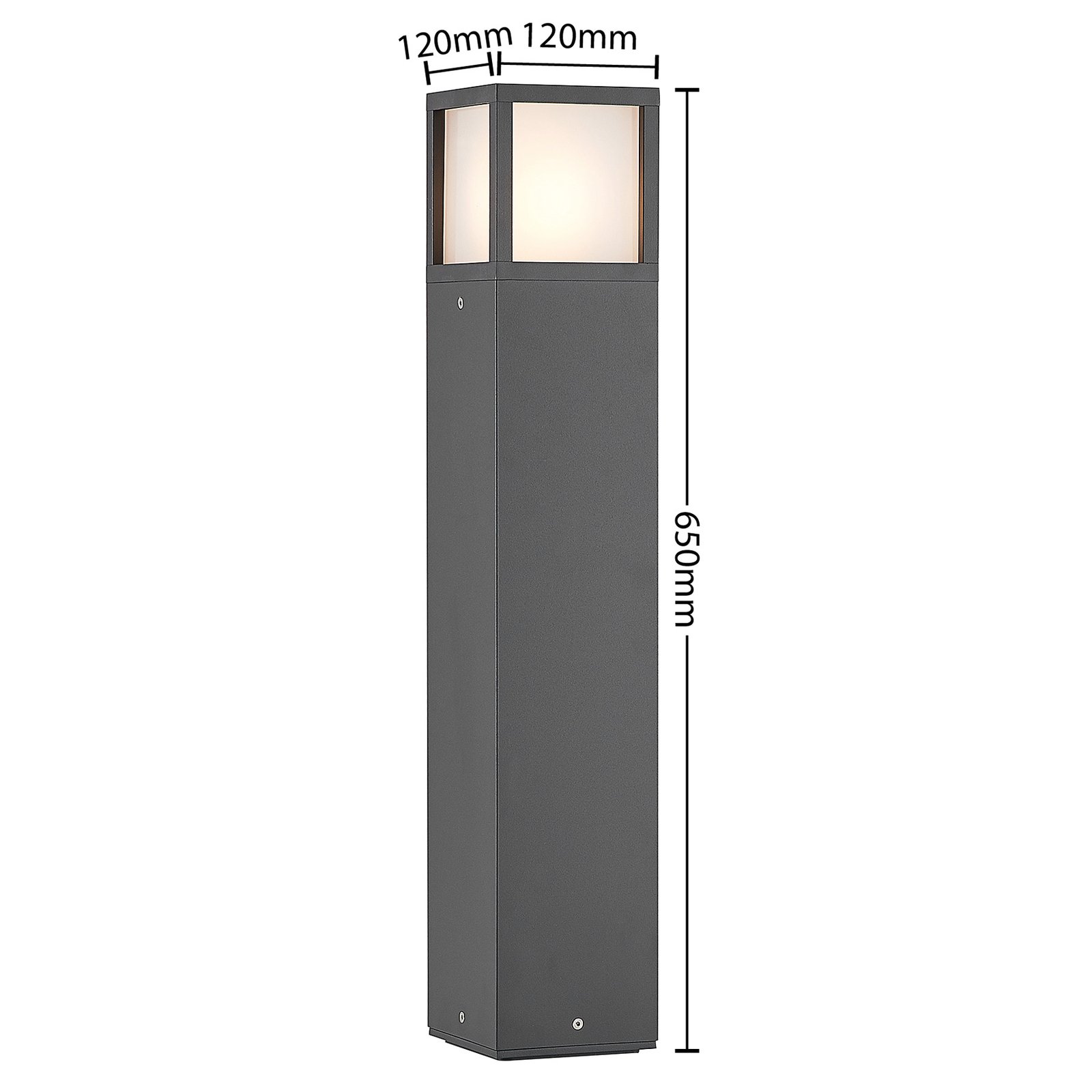 Lucande Wegeleuchte Dewari, E27, 65 cm, dunkelgrau, IP54