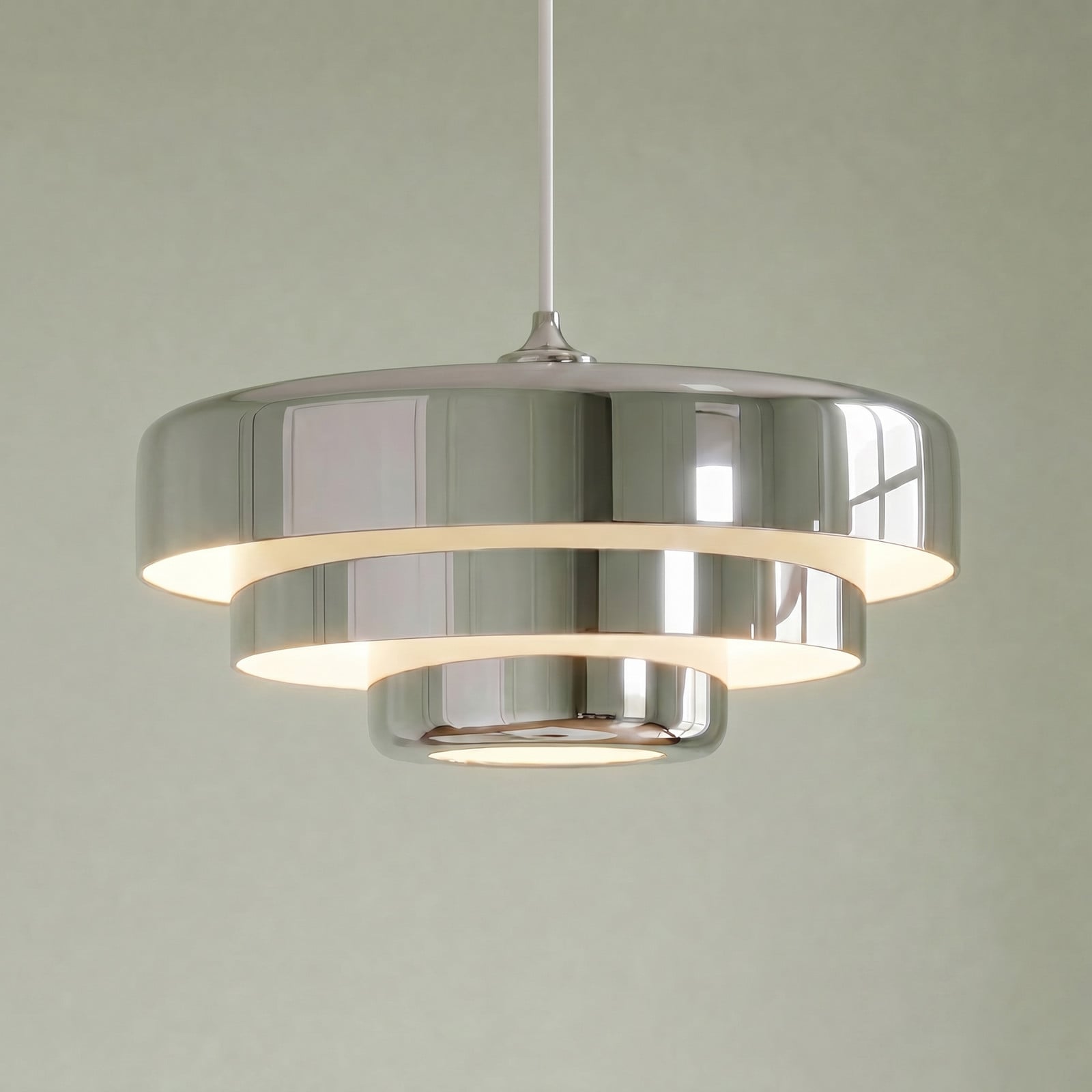 Lampă suspendată Lindby Tivra crom Ø 35 cm metal E27 - Camera de zi / sufragerie - Design