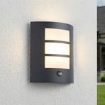 Lindby utendørs vegglampe Vimal, sensor, E27, 26 cm, aluminium