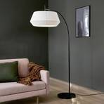 Dicte floor lamp, hand-bound lampshade, white