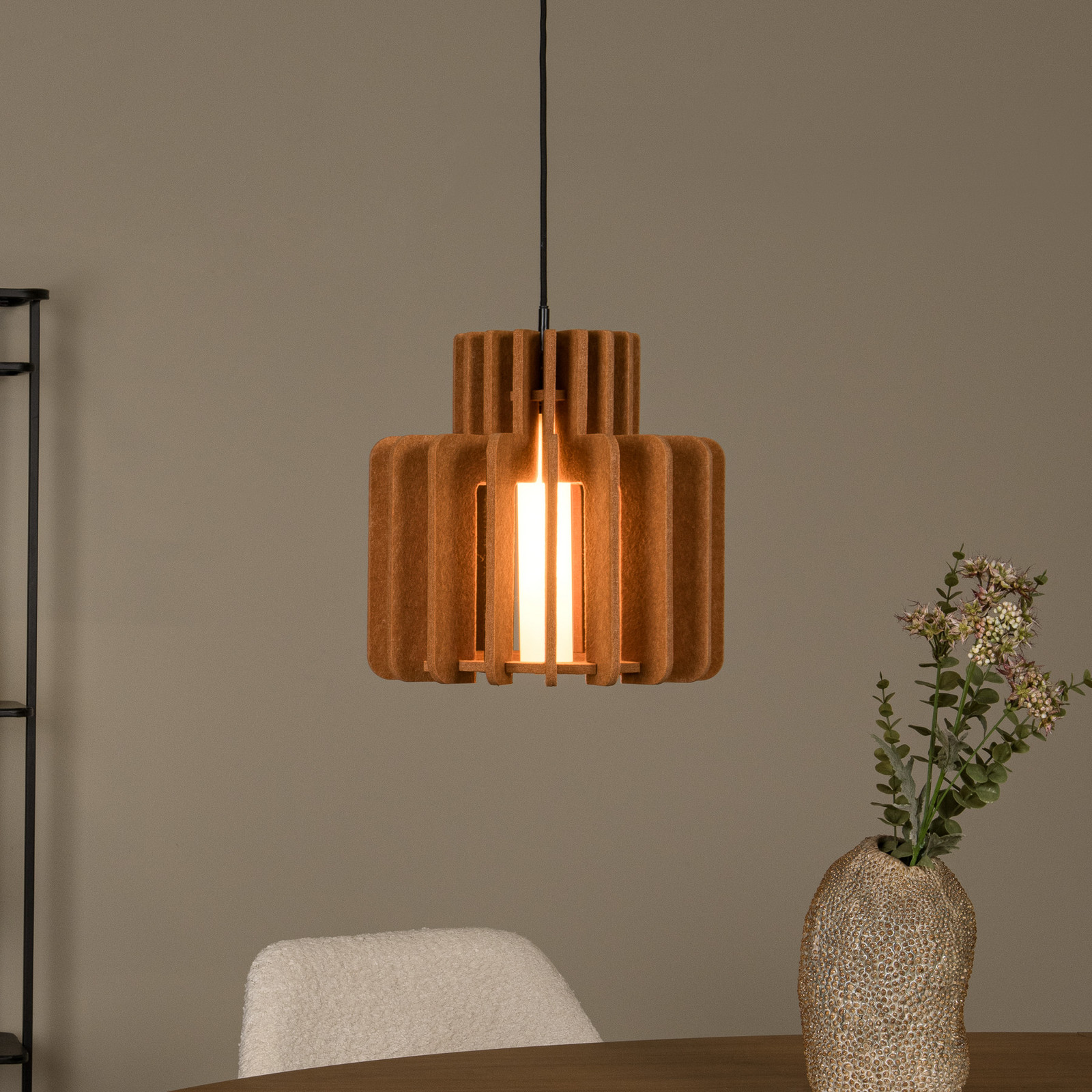 Lucide Lampă suspendată Rollo teracotă Ø 31 cm țesătură/metal/sticlă - Camera de zi / sufragerie - Țesătură / Textil