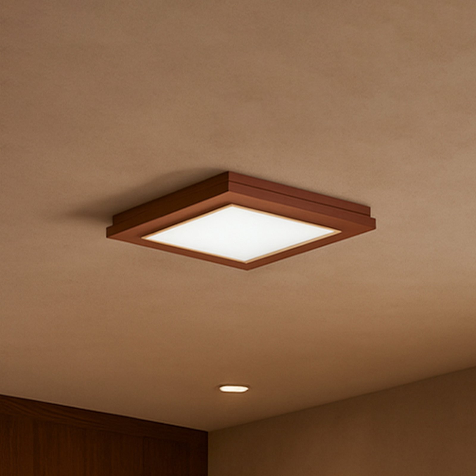 Tally ceiling light, width 32 cm, terracotta, wood, E27