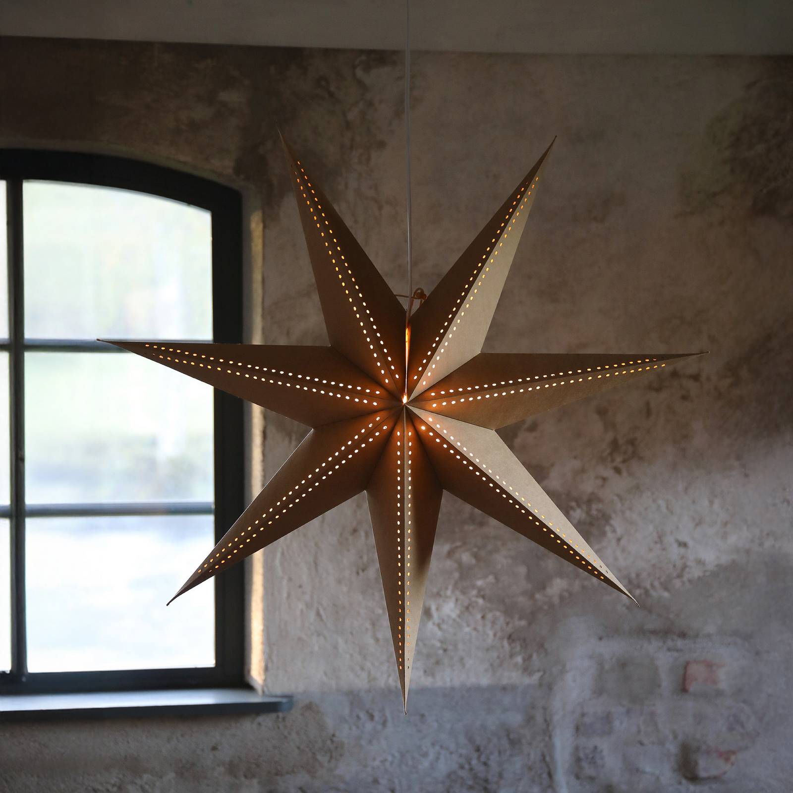 Markslöjd Étoile en papier Kiara, marron, E14, hauteur 75 cm