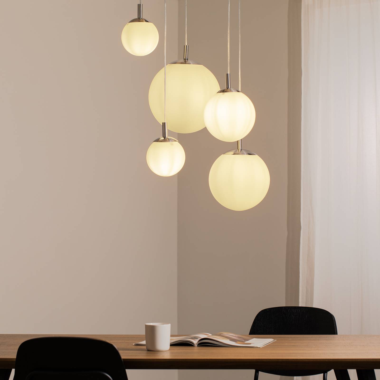 Hängeleuchte Maroni, chrom/weiß, Glas, 5-flammig günstig online kaufen