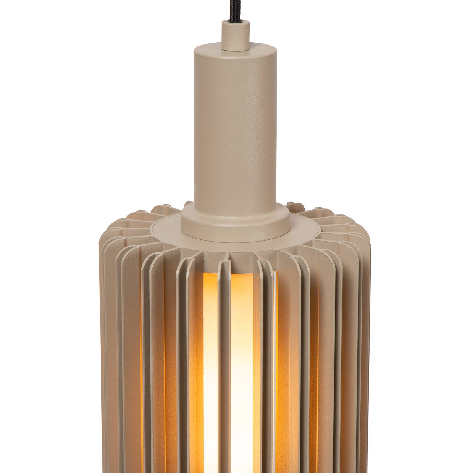 Lampa wisząca Lambres, kolor taupe, długość 164 cm, szkło/metal, 5-punktowa.