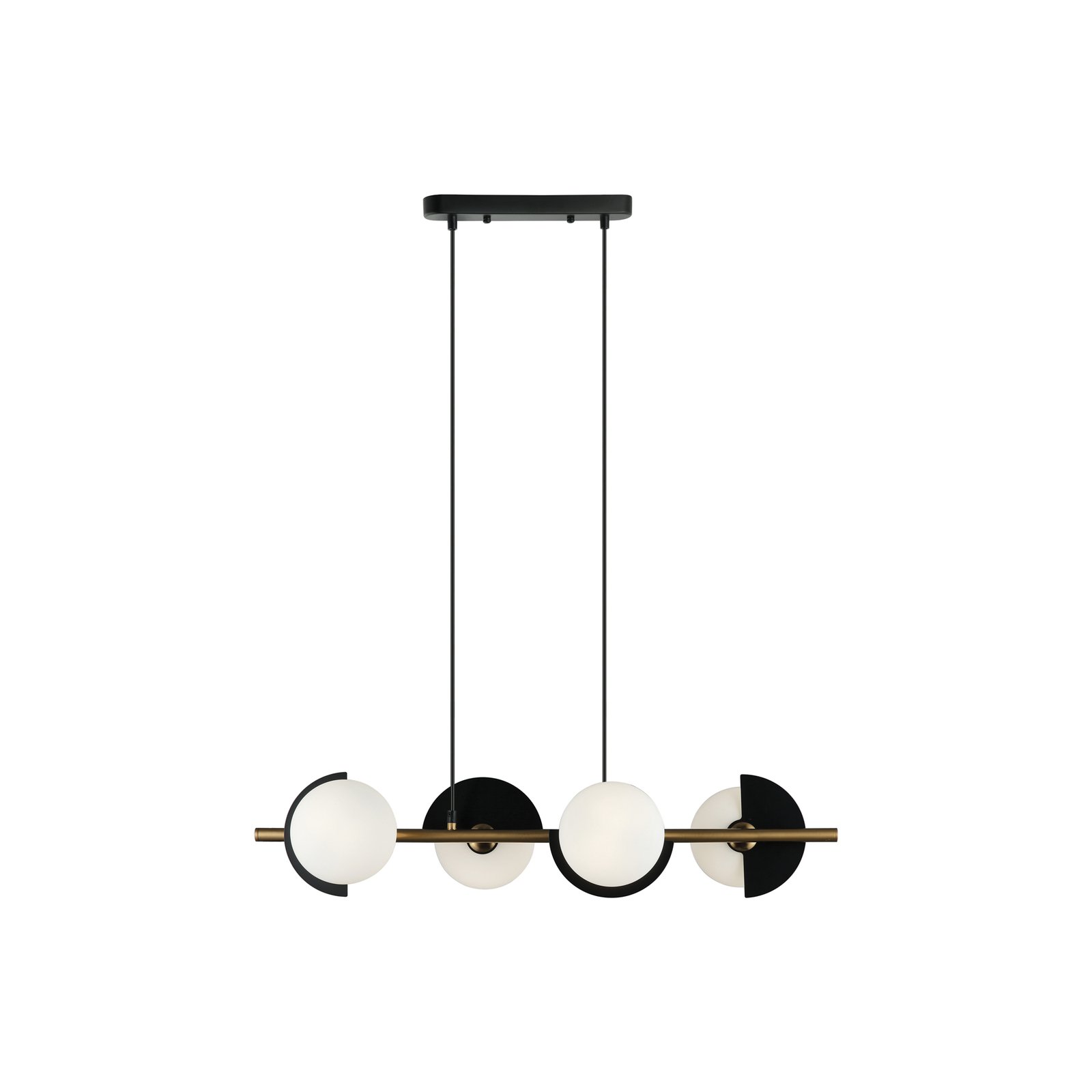 Darcy pendant light, black/bronze, 4-bulb