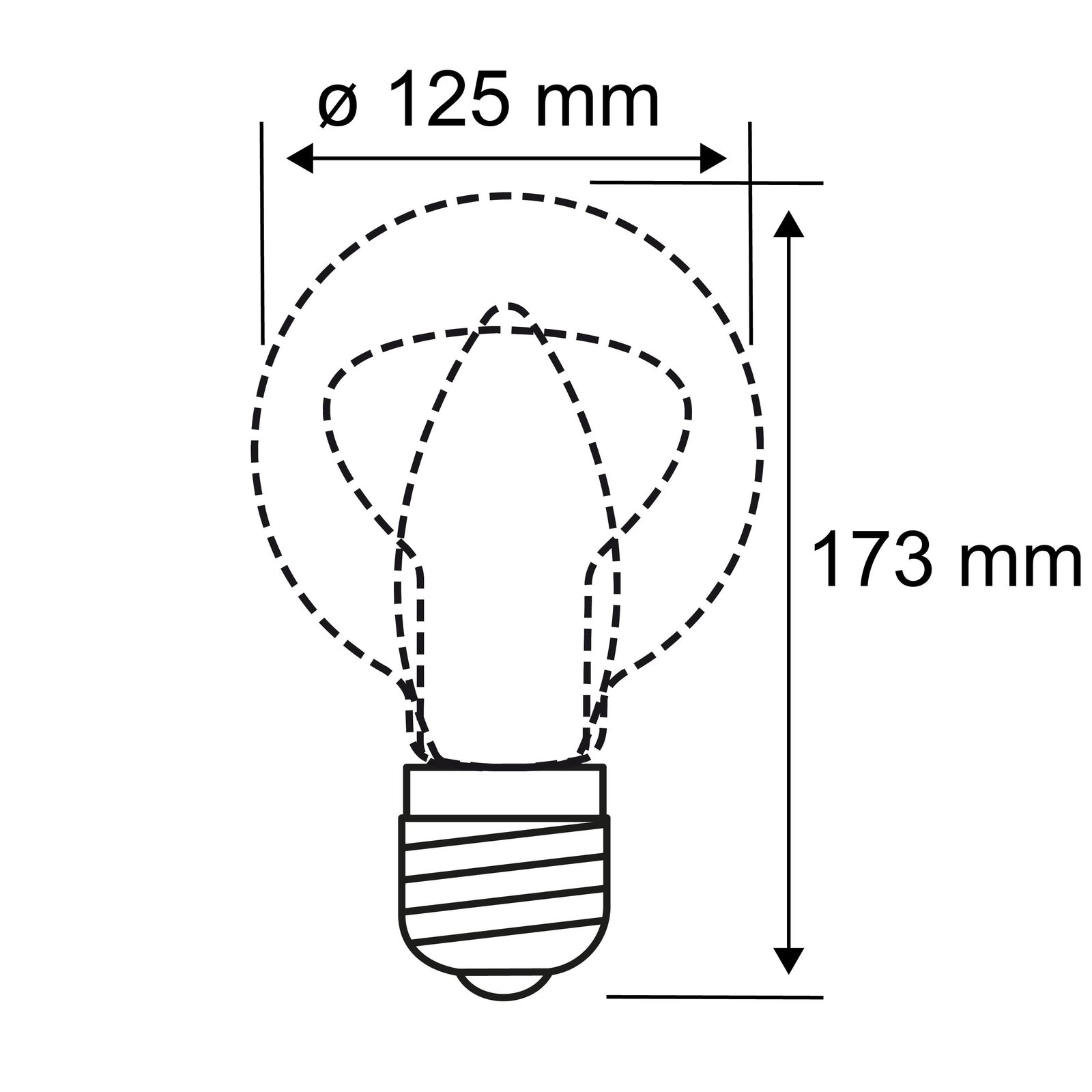 LED-glaslampe E27 6W G125 Fil 2.700K opal dæmpbar