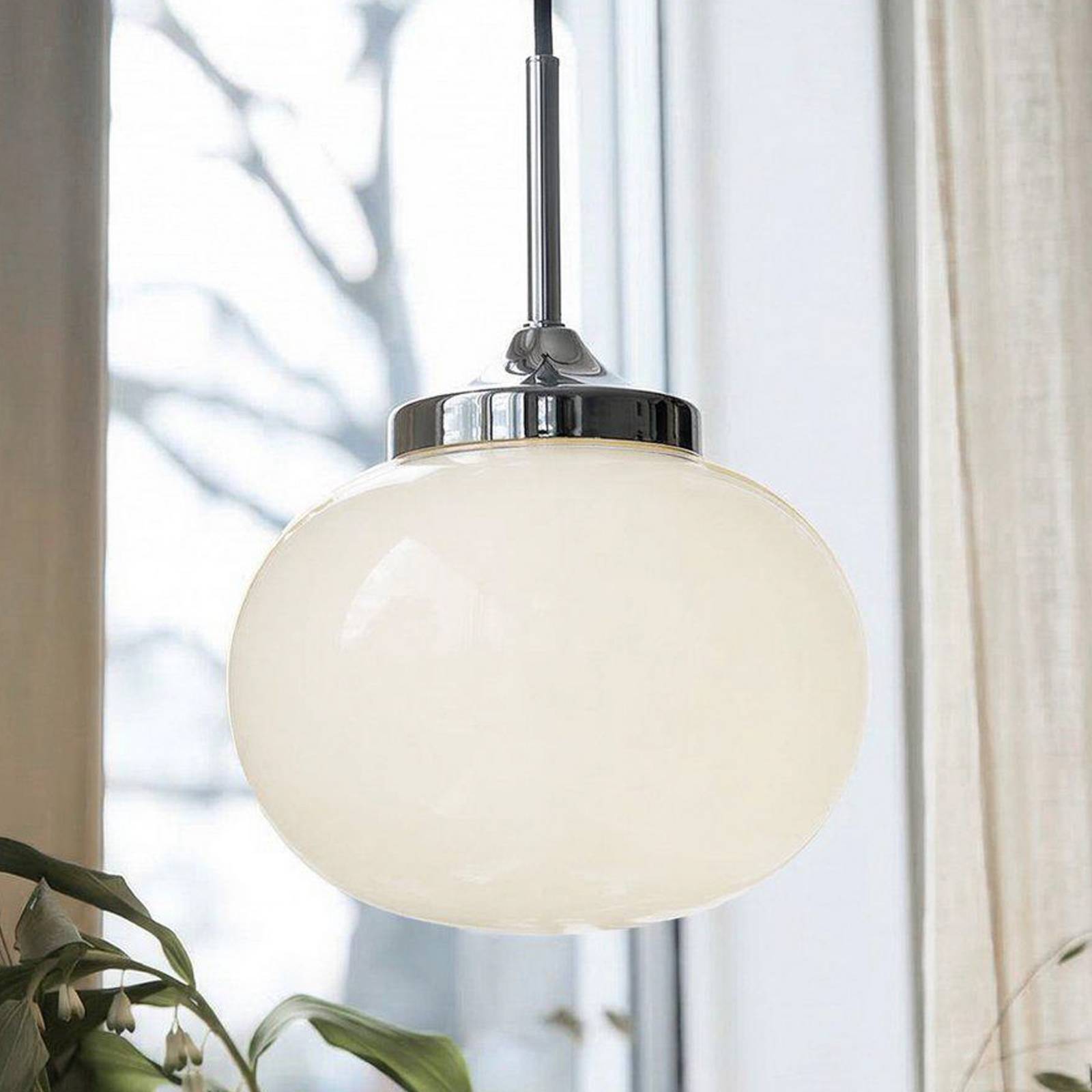 Lampa wisząca Elsy, biała/chromowana, Ø 18 cm, szkło, wtyczka