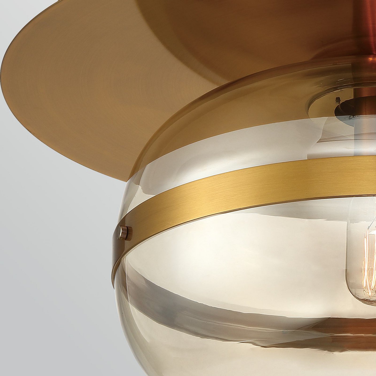 Таванска лампа NOTTINGHAM, антично месинг, Ø 35 cm, стъкло/метал