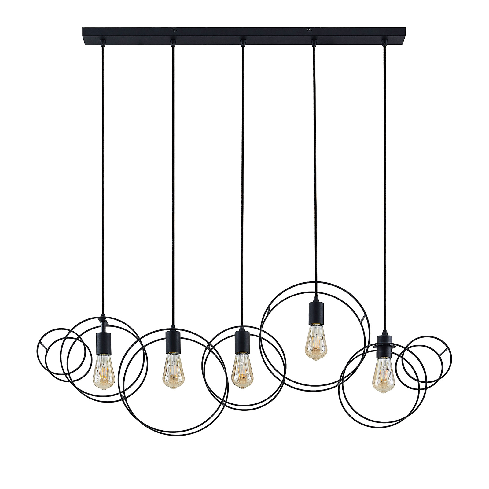 Andrik 5 Round Pendant Black - Lucande