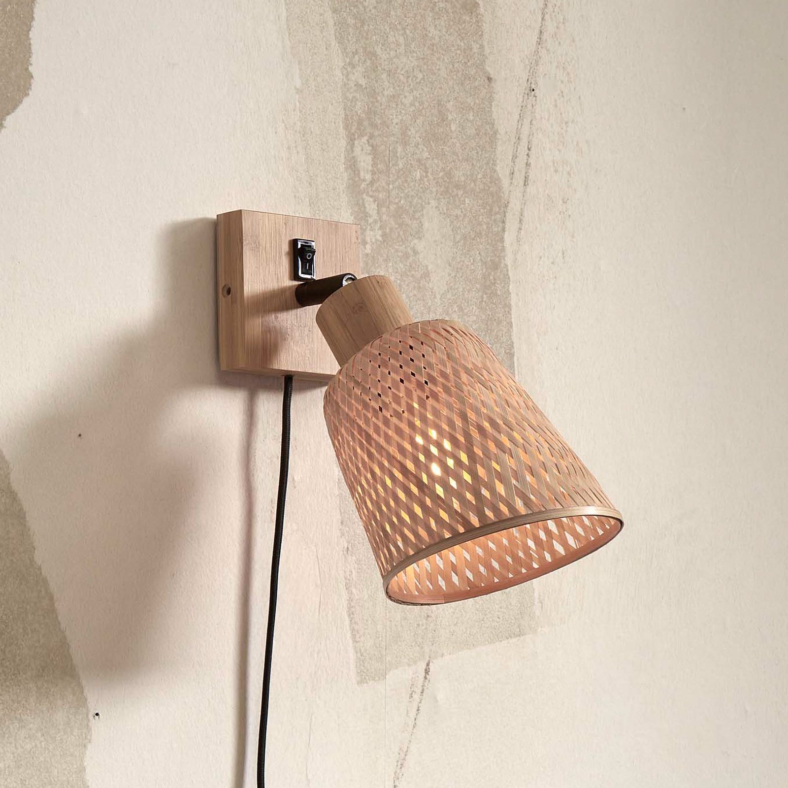 GOOD & MOJO Wall light Java, natural, plug, bamboo