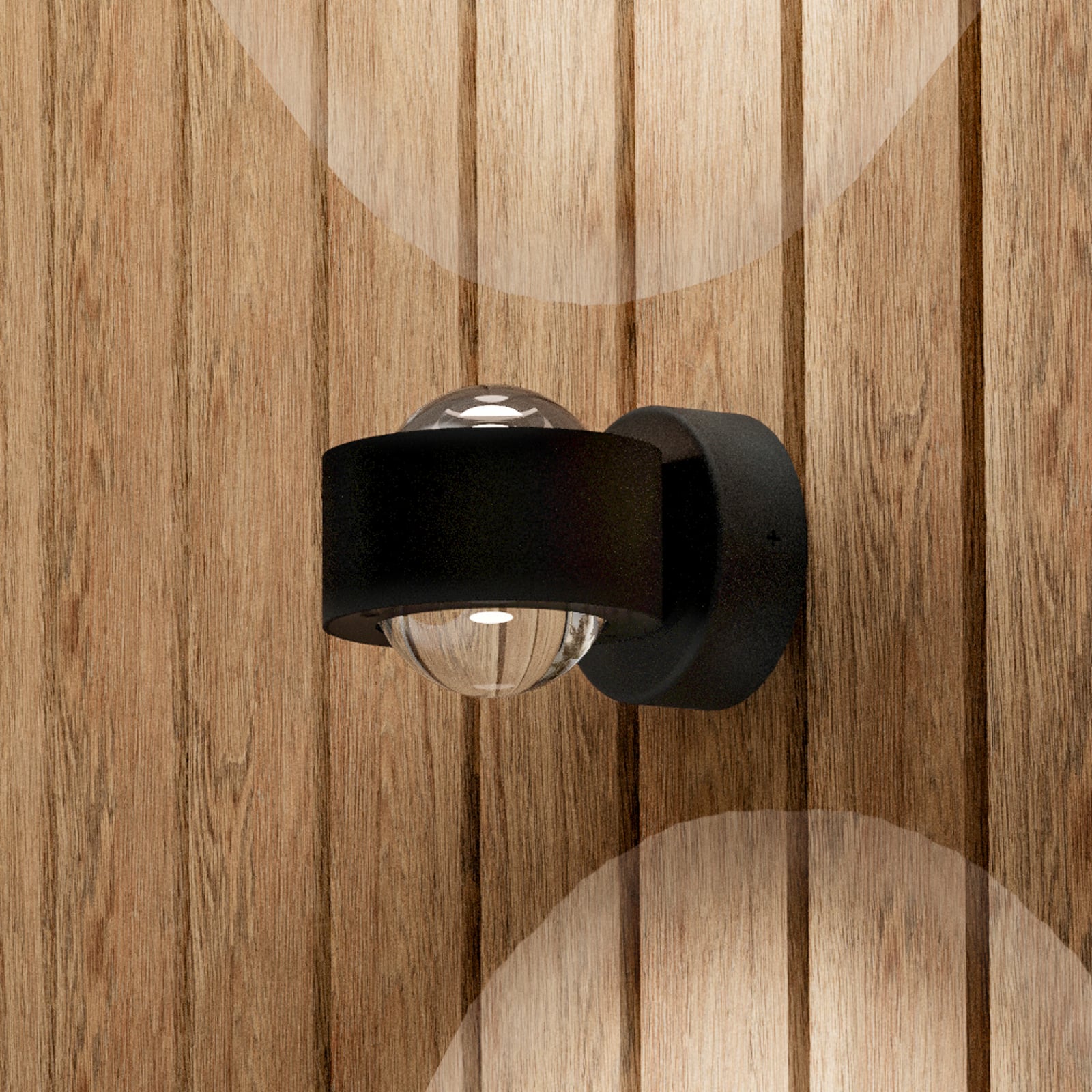 LED-utomhusvägglampa Treviolo, svart, utskjutning 12 cm, 2 lampor.