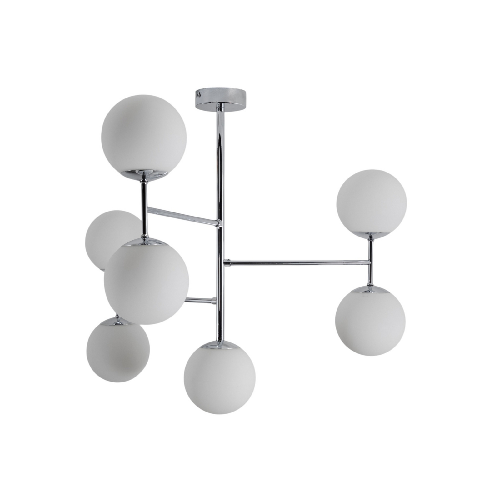 Deckenlampe Korek, chrom/weiß, Glas, 75 cm, 7-flg., E14