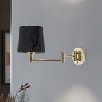 Solo wall light, cone, velour, black/gold