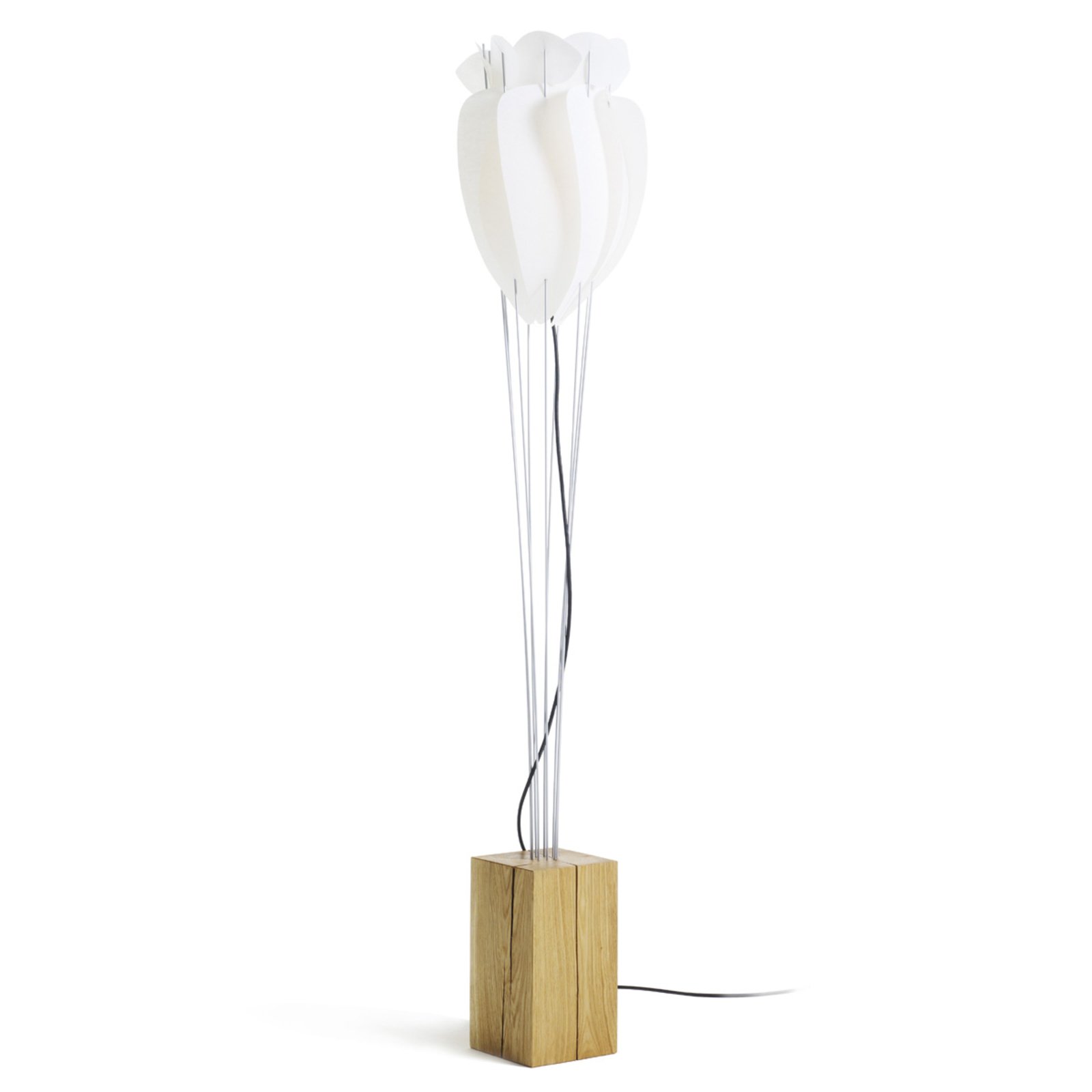 Lámpara decorativa de pie Tulip, roble natural