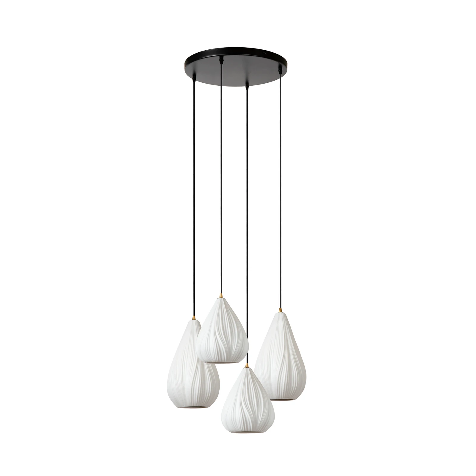 Candeeiro suspenso Cinzia, branco/preto, Ø 55 cm, porcelana, 4 lâmpadas.