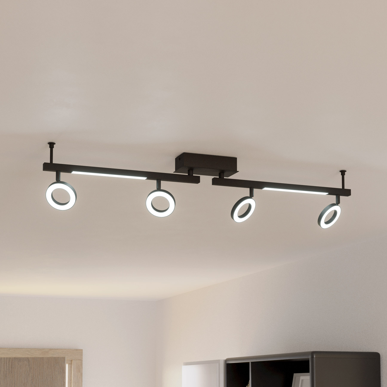 Cardillio 2 LED downlight black with four rings