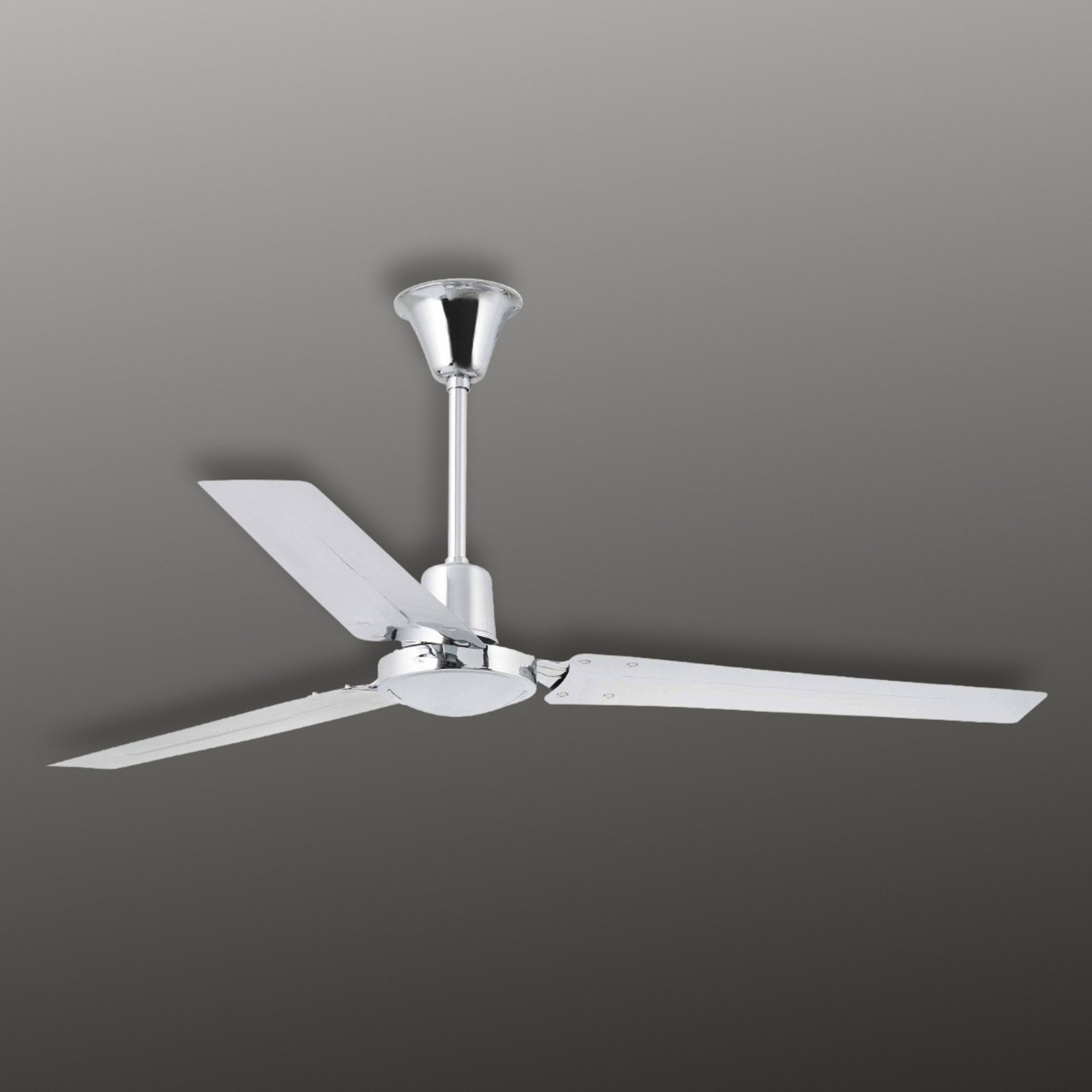 INDUS modern ceiling fan, chrome Lights.co.uk