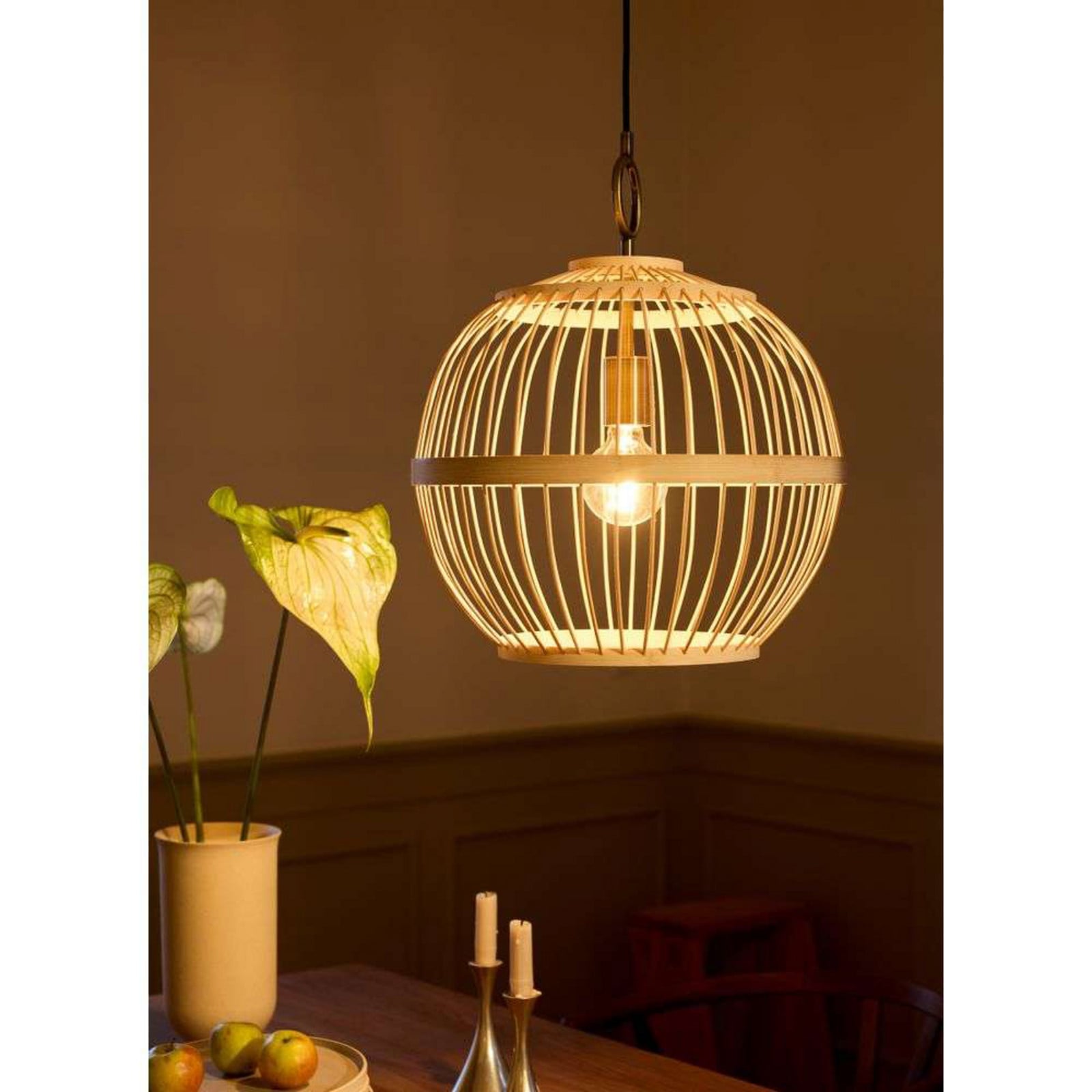Stockholm Nordic hængelampe, Ø 40 cm, træ Halo Design - Spisestue