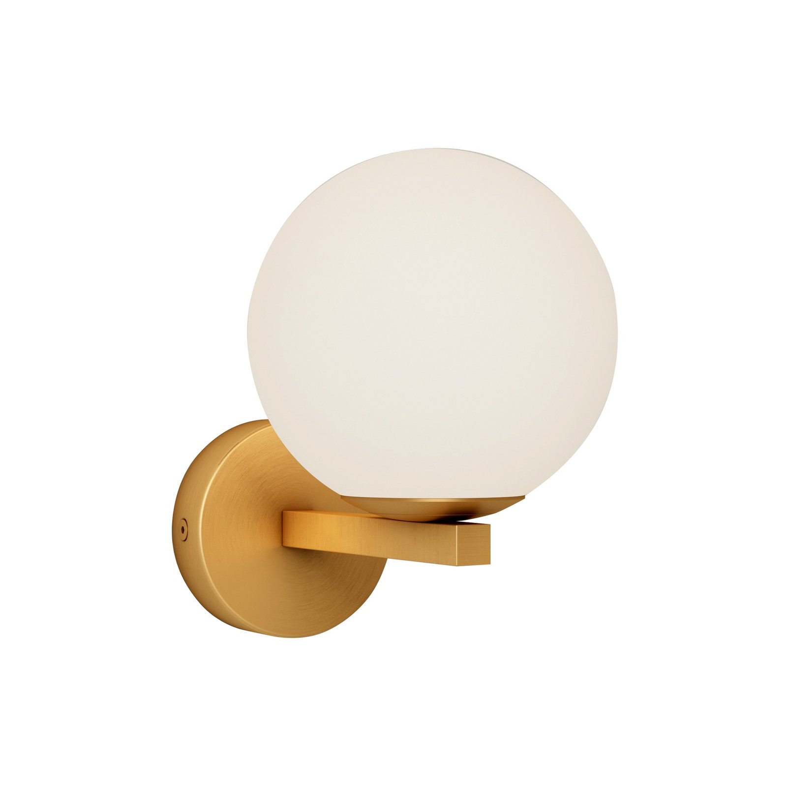 Lucande wall light Bidolo, brass-coloured, glass, 12 cm, IP44