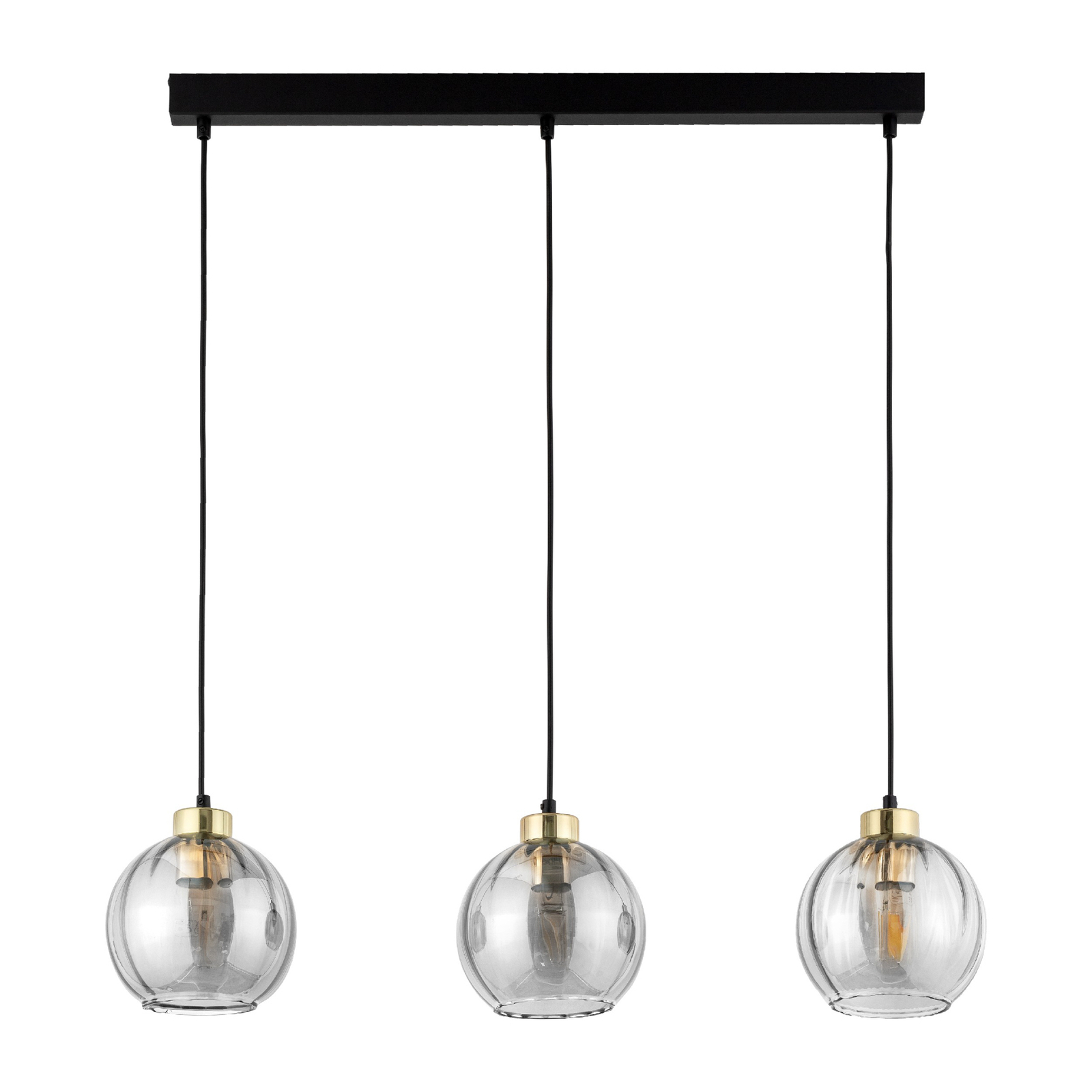 Hanglamp Devi, transparant 3-lamps balken