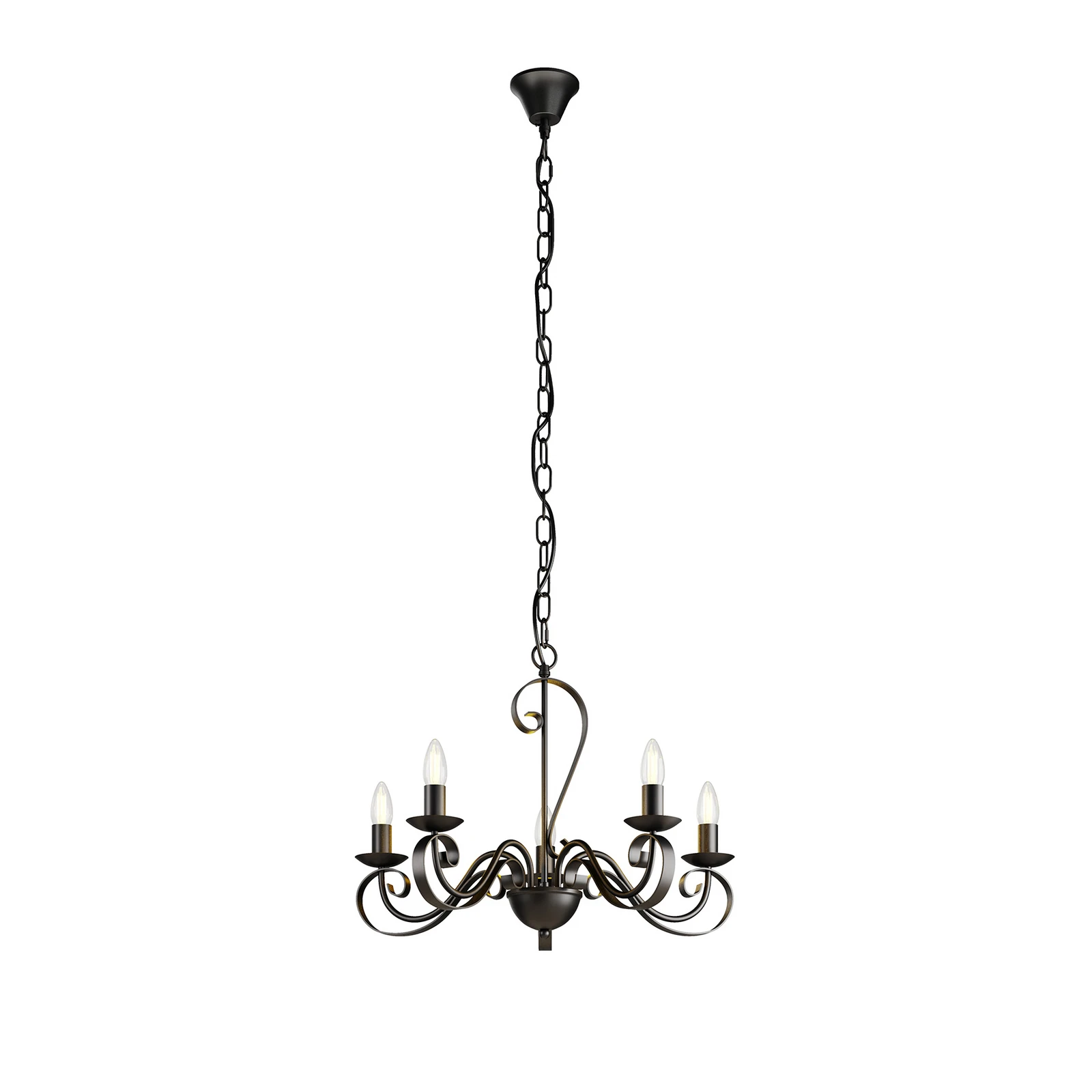 Lindby Shervan lustre à 5 lampes, brun