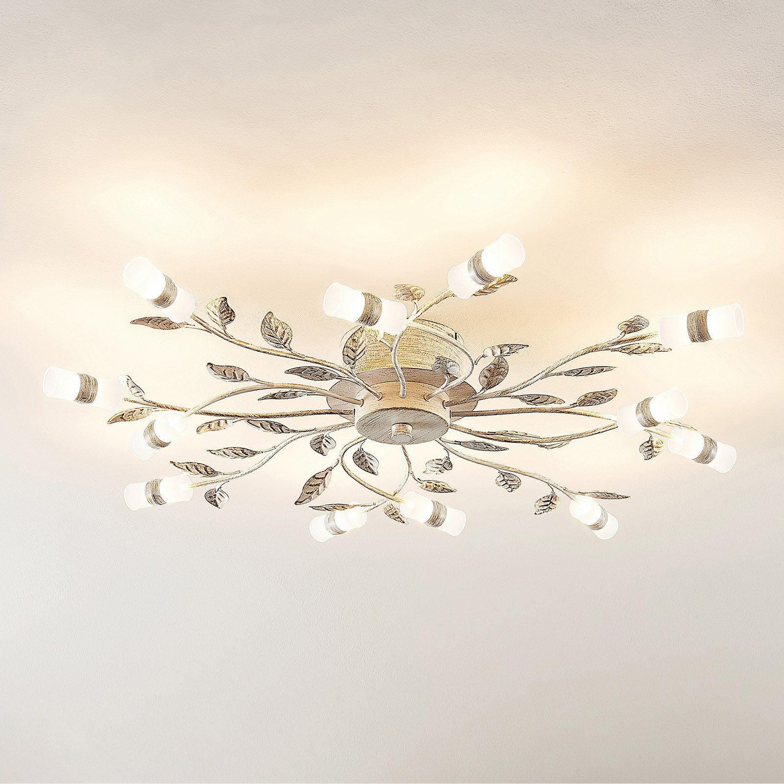 Lindby plafonieră LED Bolonia bronz/alb Ø 80 cm - Camera de zi / sufragerie - Casă de țară / Rustic - bronz alb - Metal