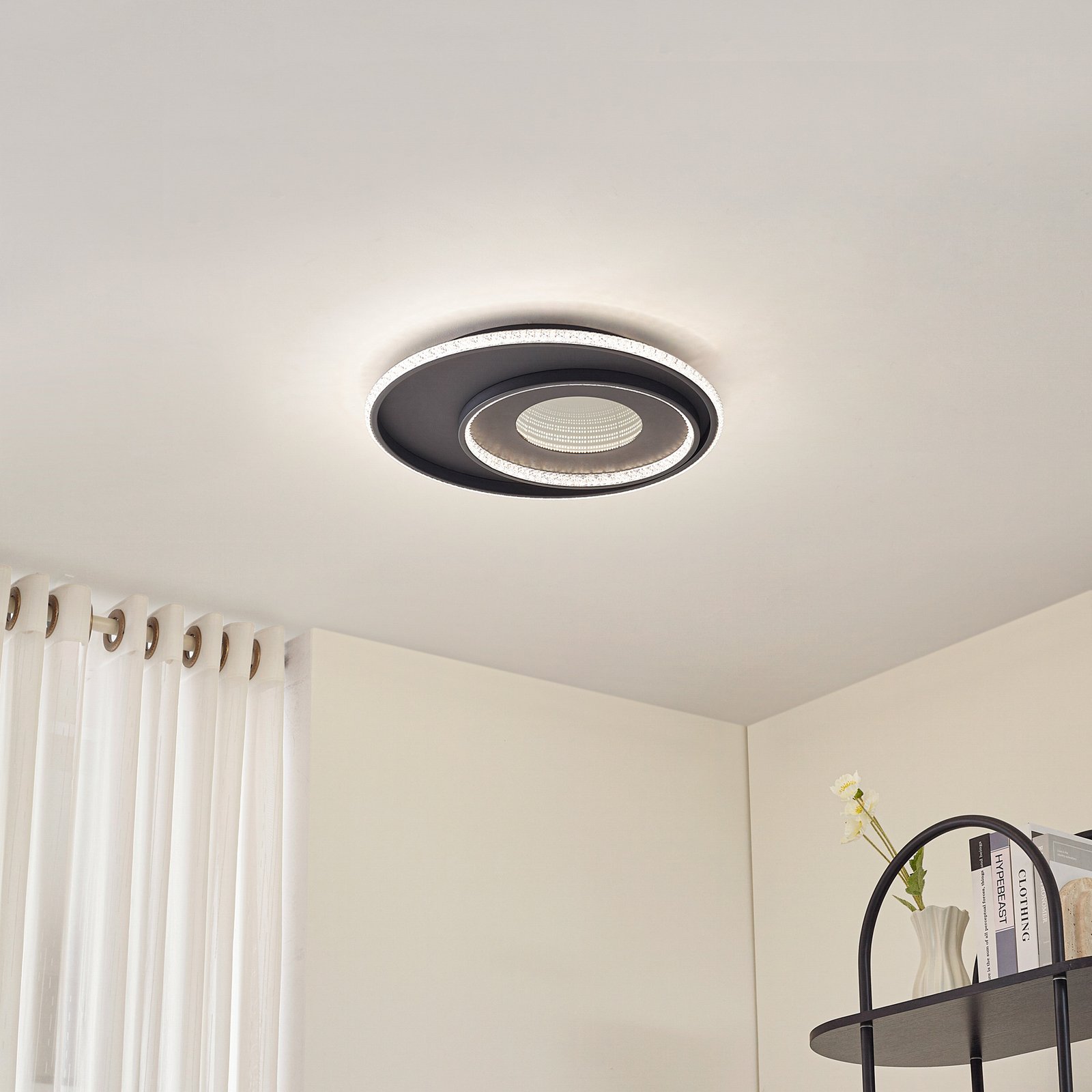 Lindby LED-Deckenlampe Inessa, Ø 51cm, schwarz, CCT, dimmbar