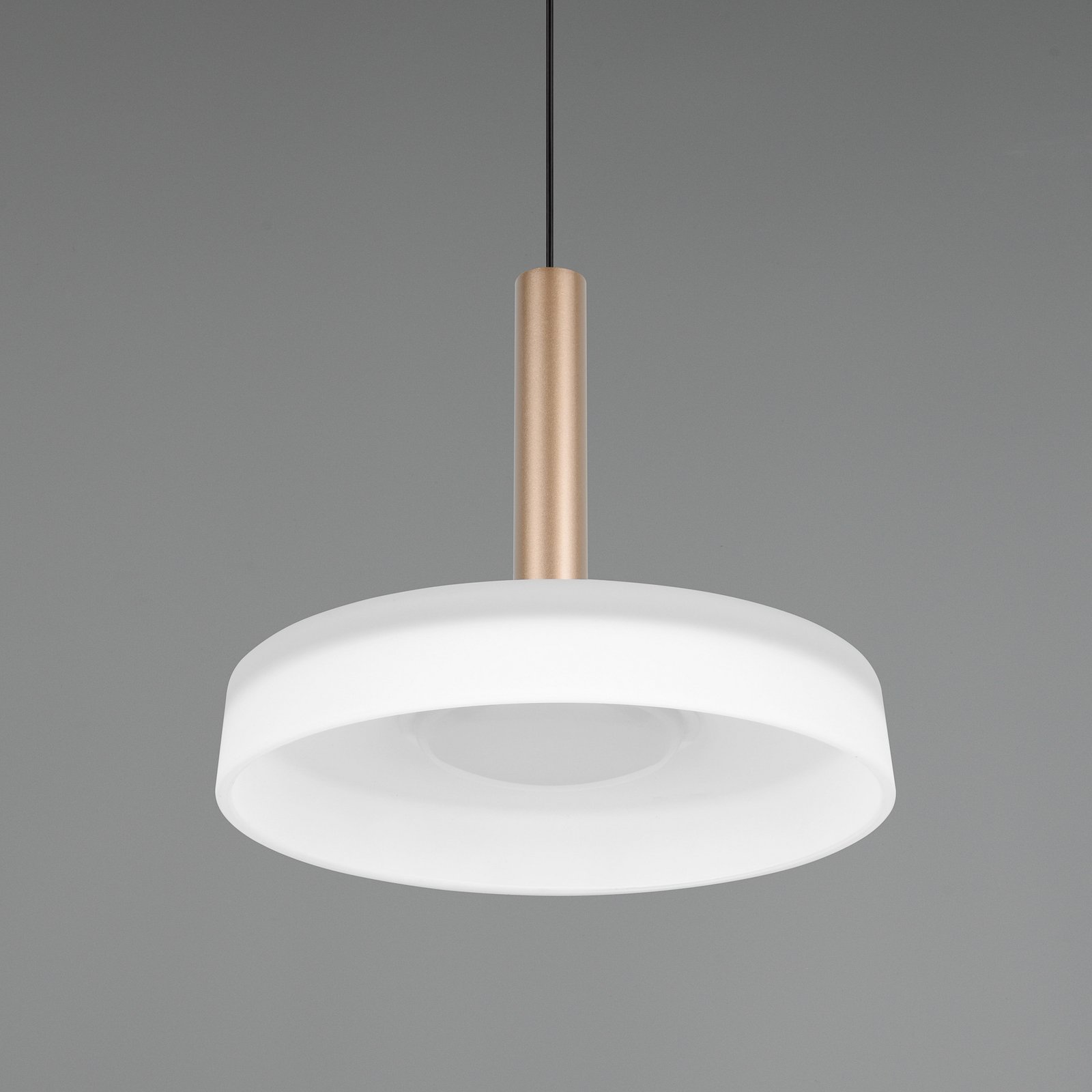 Celeste LED-hængelampe, hvid/brun, Ø 22 cm, glas, dæmpbar