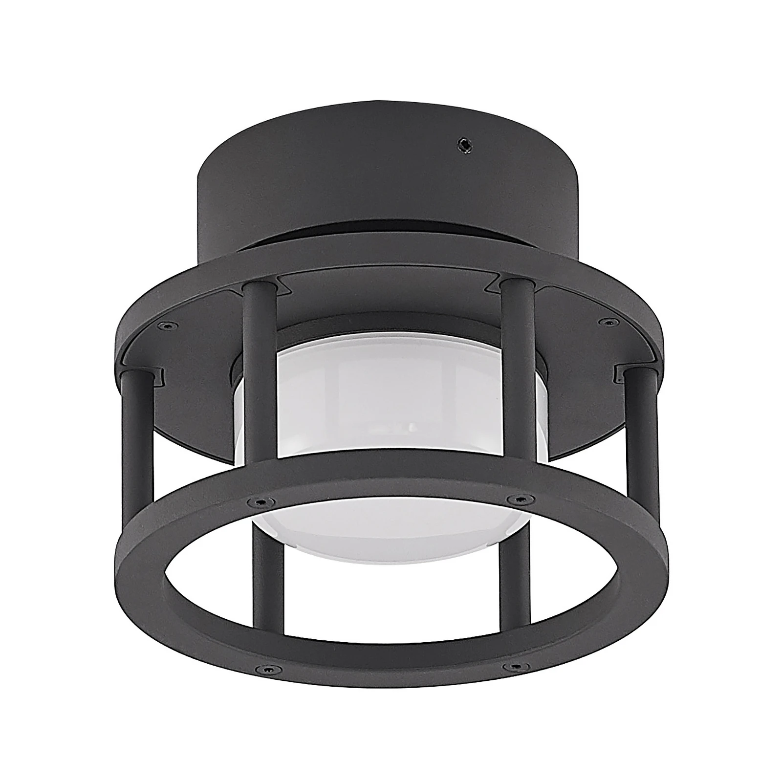 Lucande Außendeckenleuchte Berenike, Ø 17 cm, grau, GX53