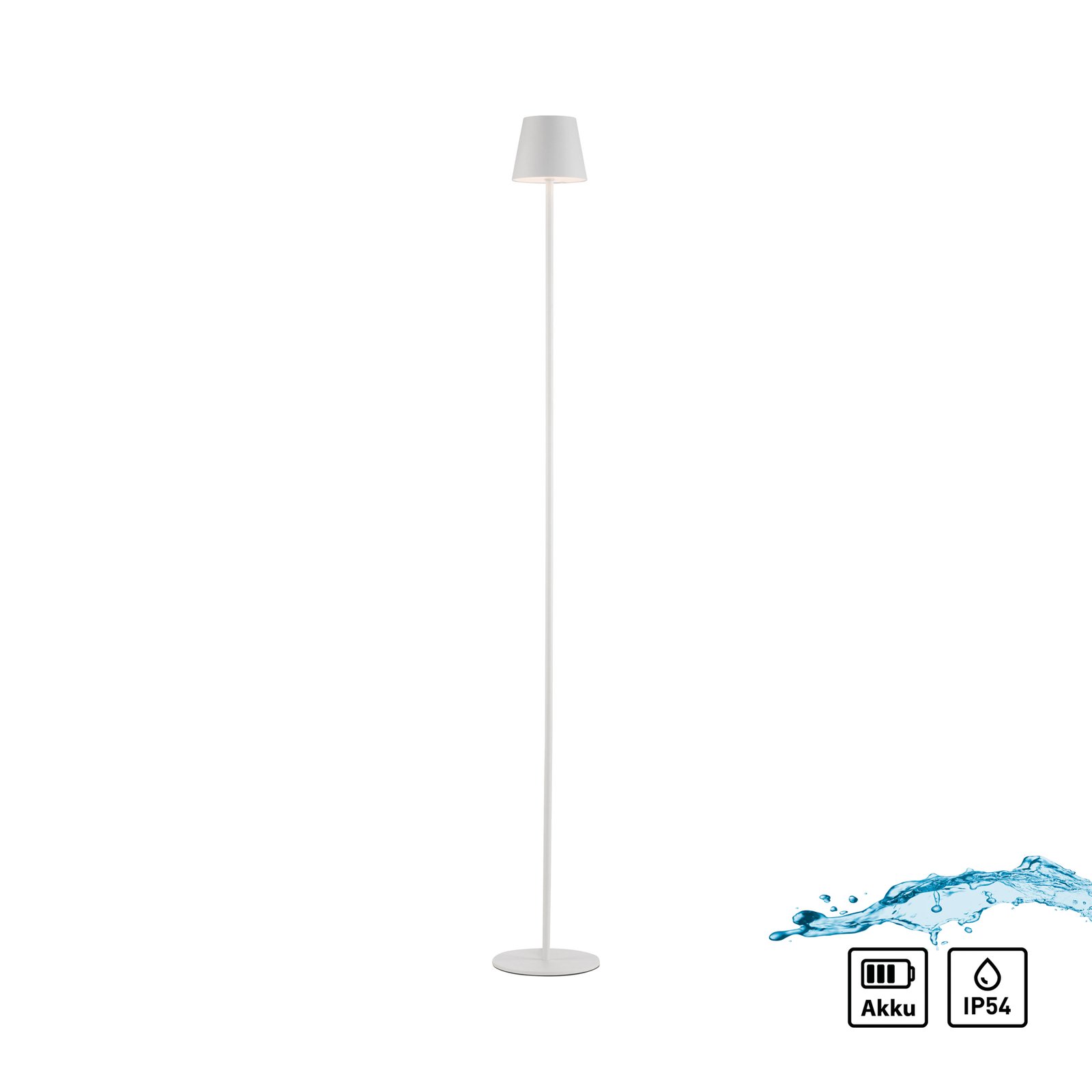 JUST LIGHT. Euria LED floor lamp with rechargeable battery, white, iron,