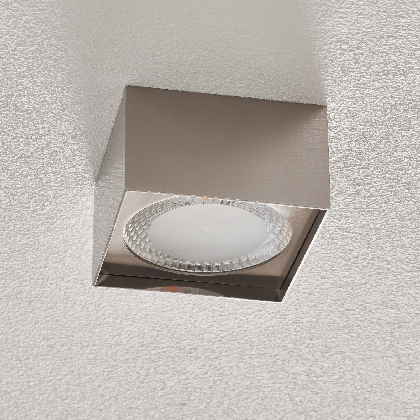 Helestra Kari LED ceiling light, angular, nickel