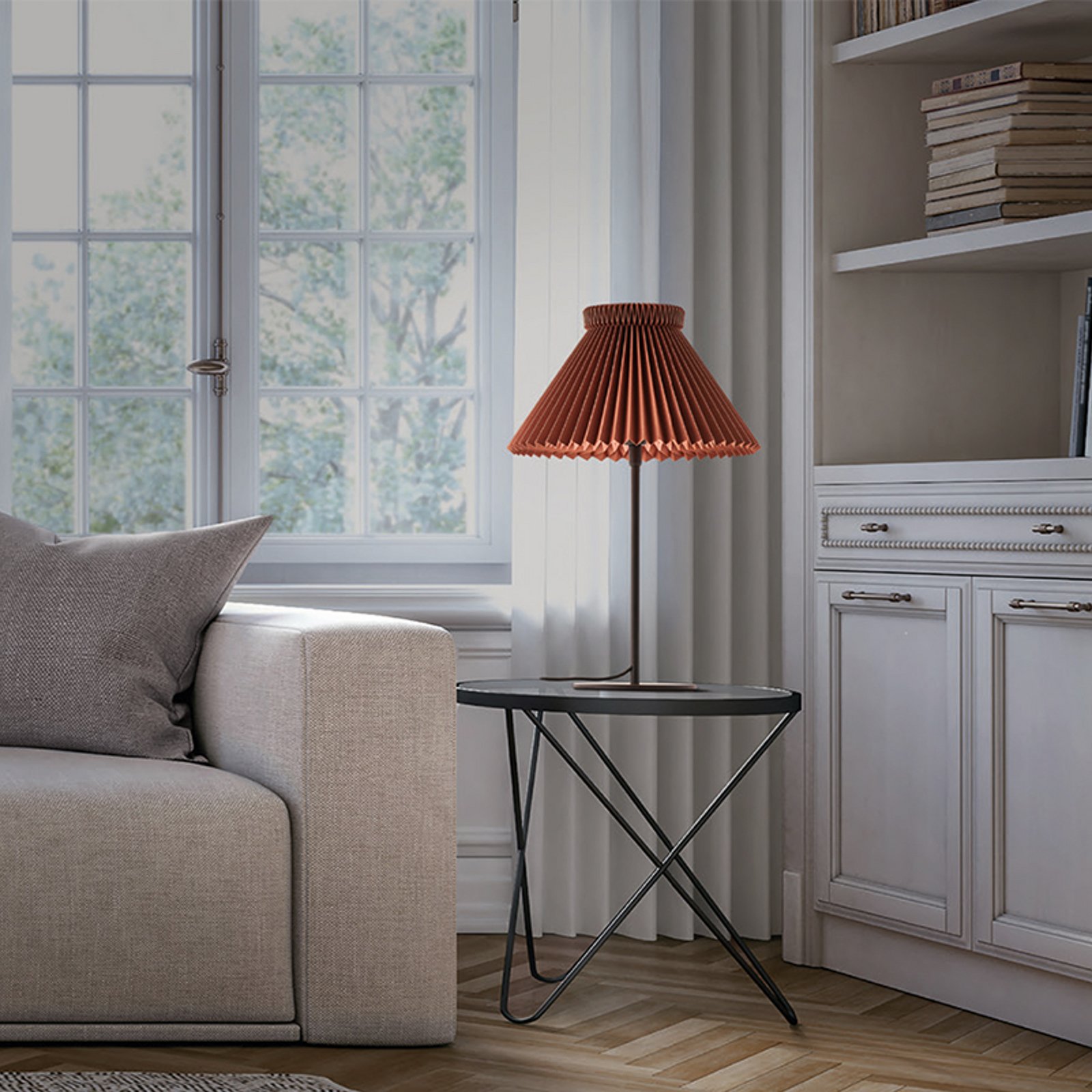 LE KLINT Tischleuchte LK 334, braun, Papier, Höhe 50 cm