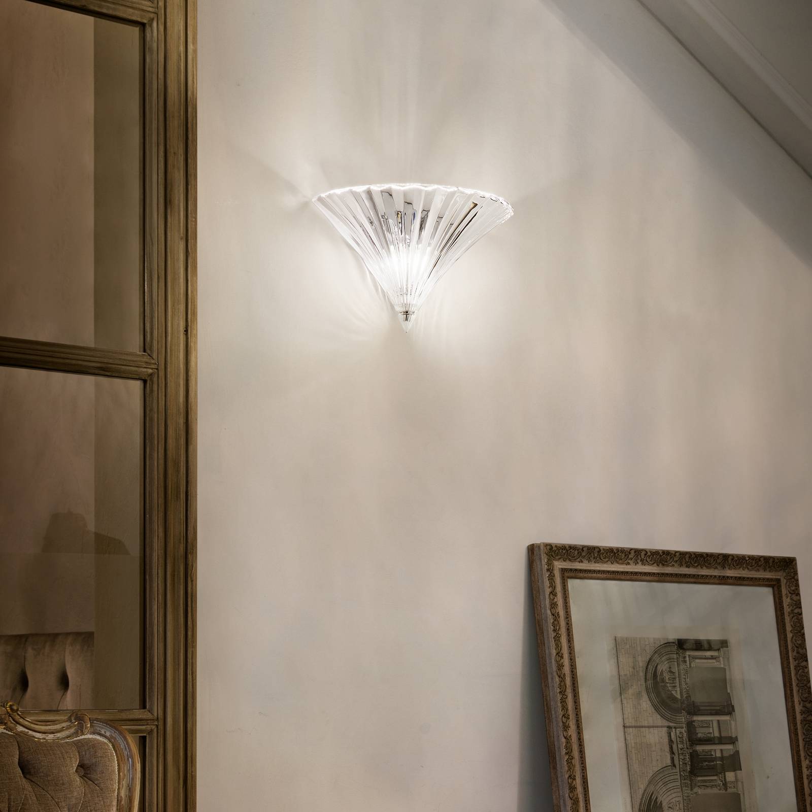 Ideal Lux Wandlampe Santa, Breite 39 cm, transparent, Glas günstig online kaufen