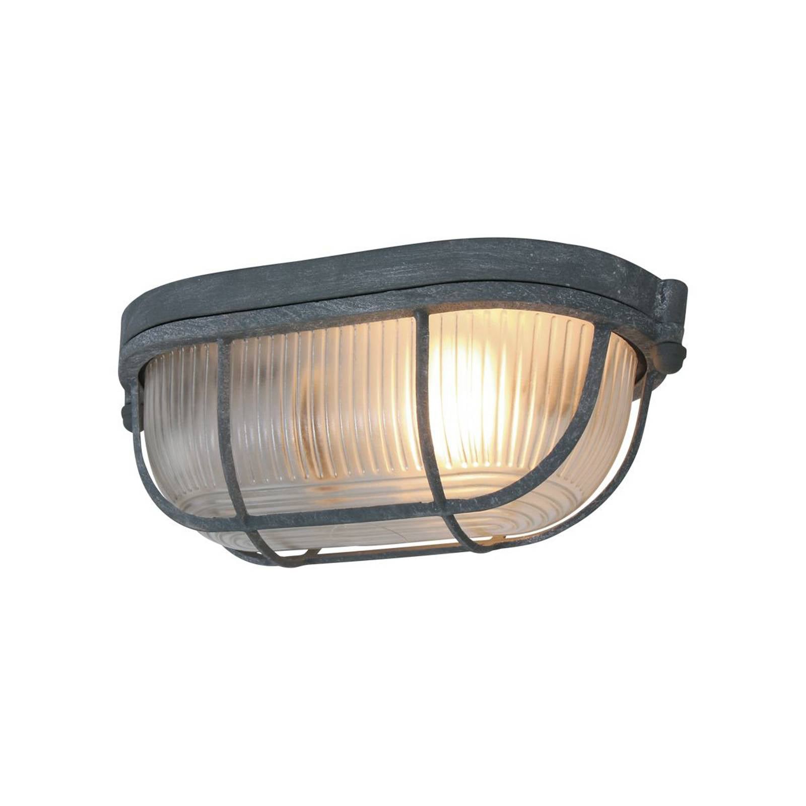 Deckenleuchte Lisanne, grau, oval, Metall, Glas, E27